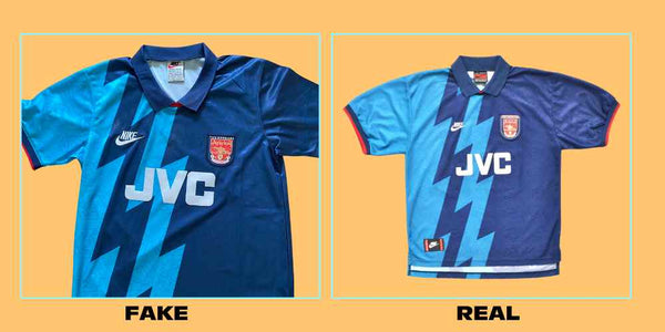 How to spot a fake vintage 1995 Arsenal away shirt Football Shirt Collective