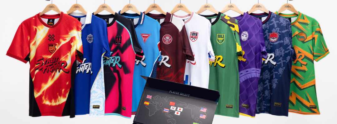 Street Fighter football shirts. The combination you never knew you needed