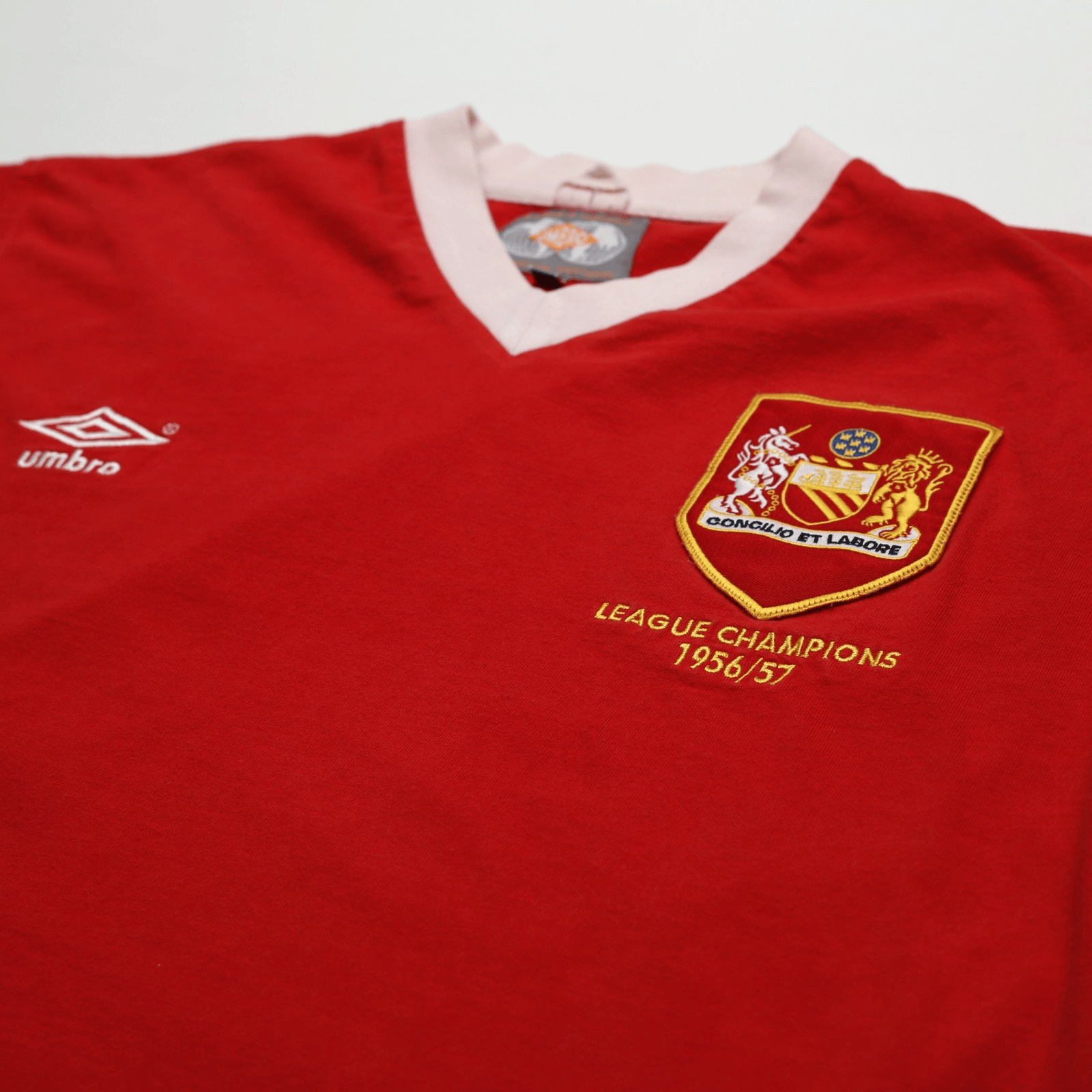 1956/57 Champions Manchester United Retro Umbro Home Football Shirt (L)