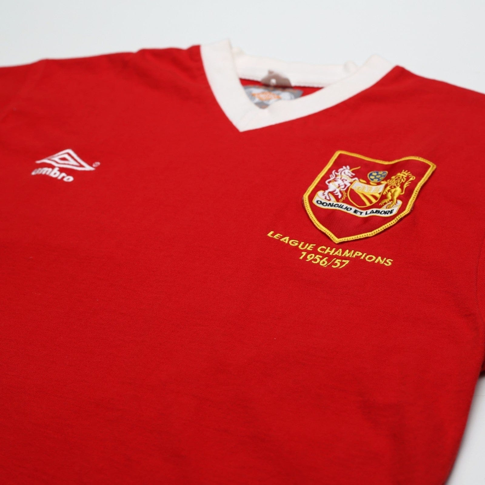 1956/57 Champions Manchester United Retro Umbro Home Football Shirt (M)