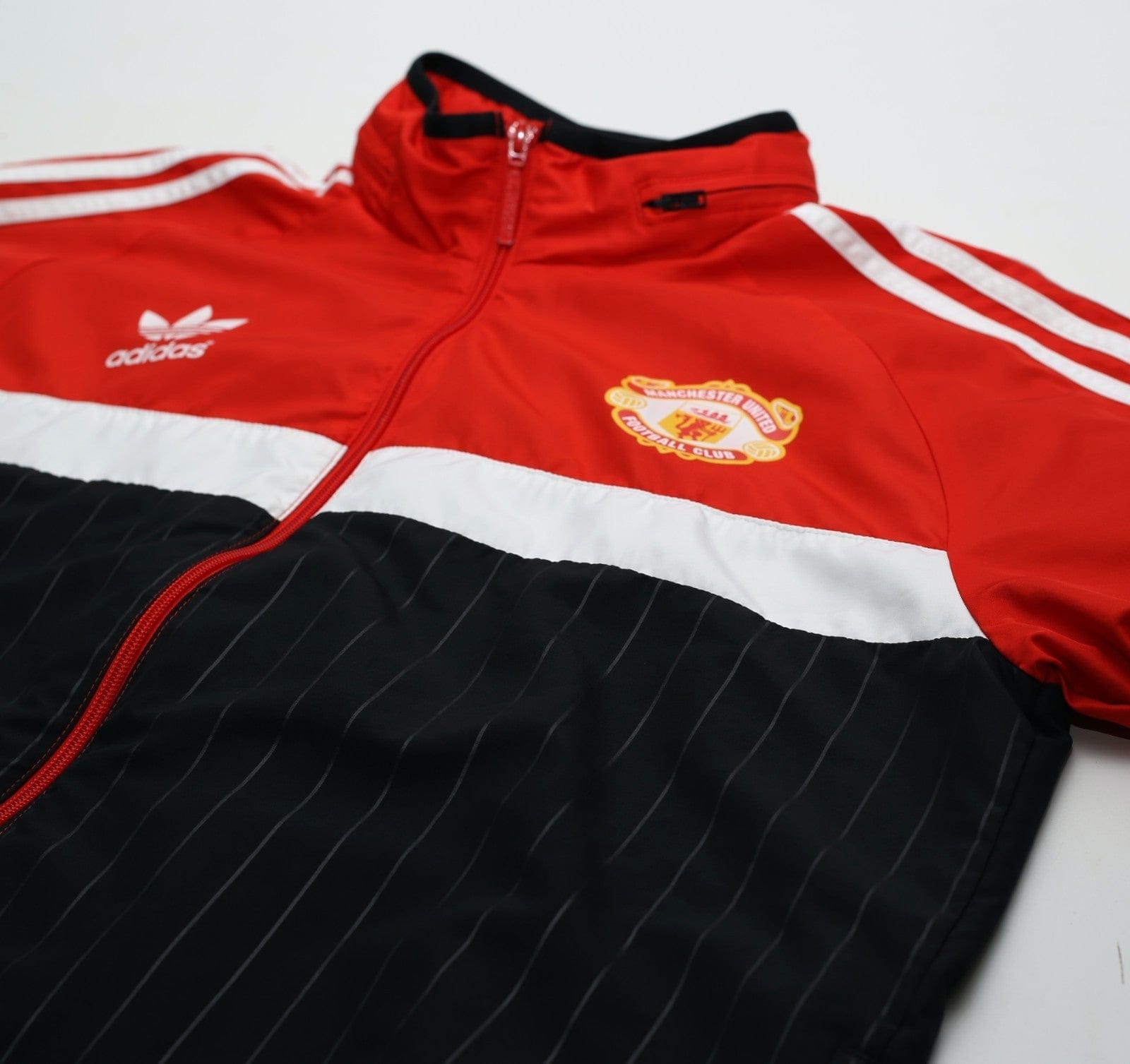 1980s Style MANCHESTER UNITED Vintage Retro adidas Originals Hooded Jacket (L)