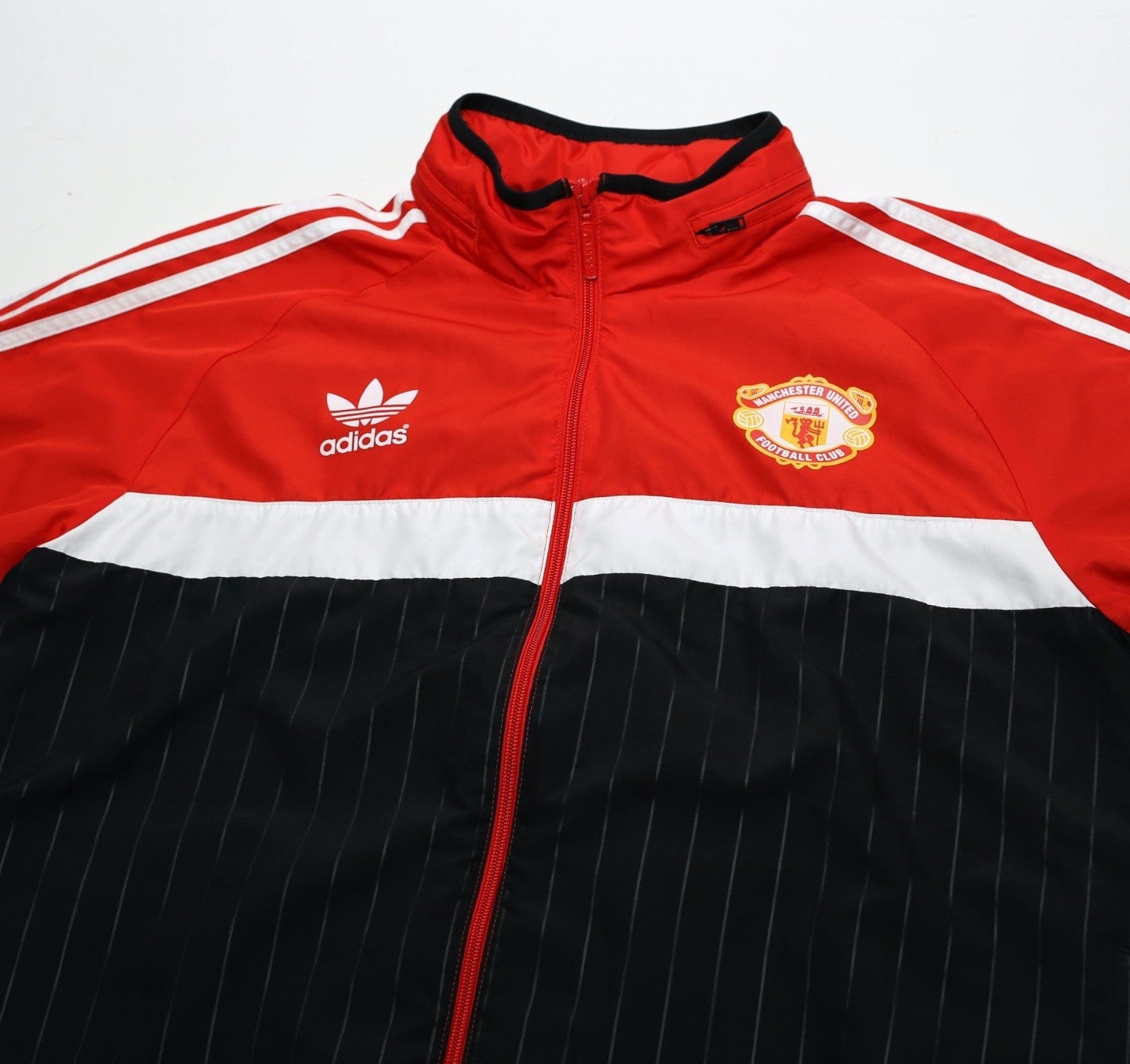 1980s Style MANCHESTER UNITED Vintage Retro adidas Originals Hooded Jacket (L)