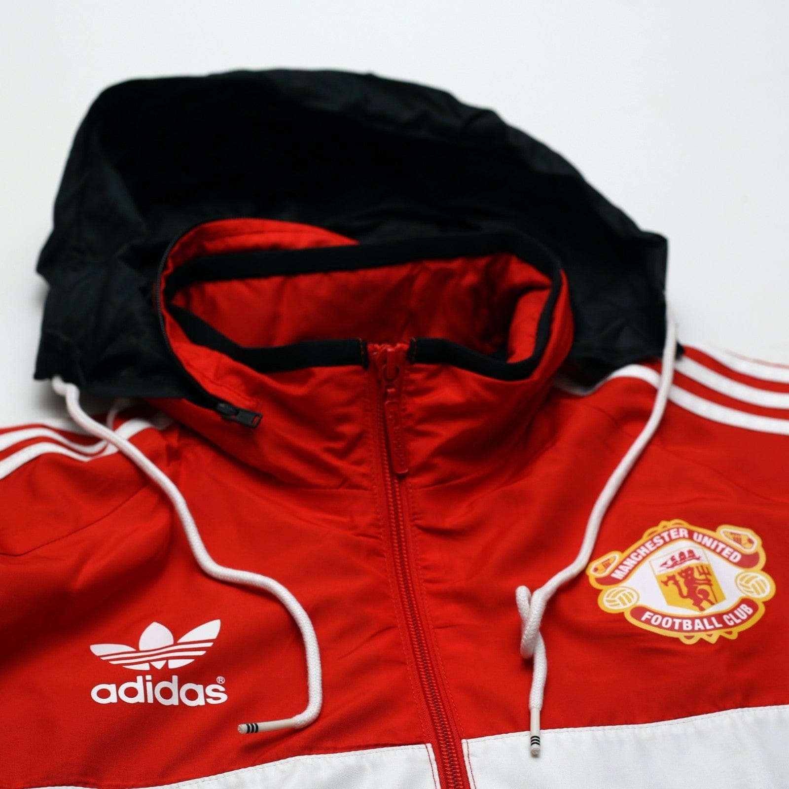 1980s Style Manchester United Vintage Retro adidas Originals Hooded Jacket (M)