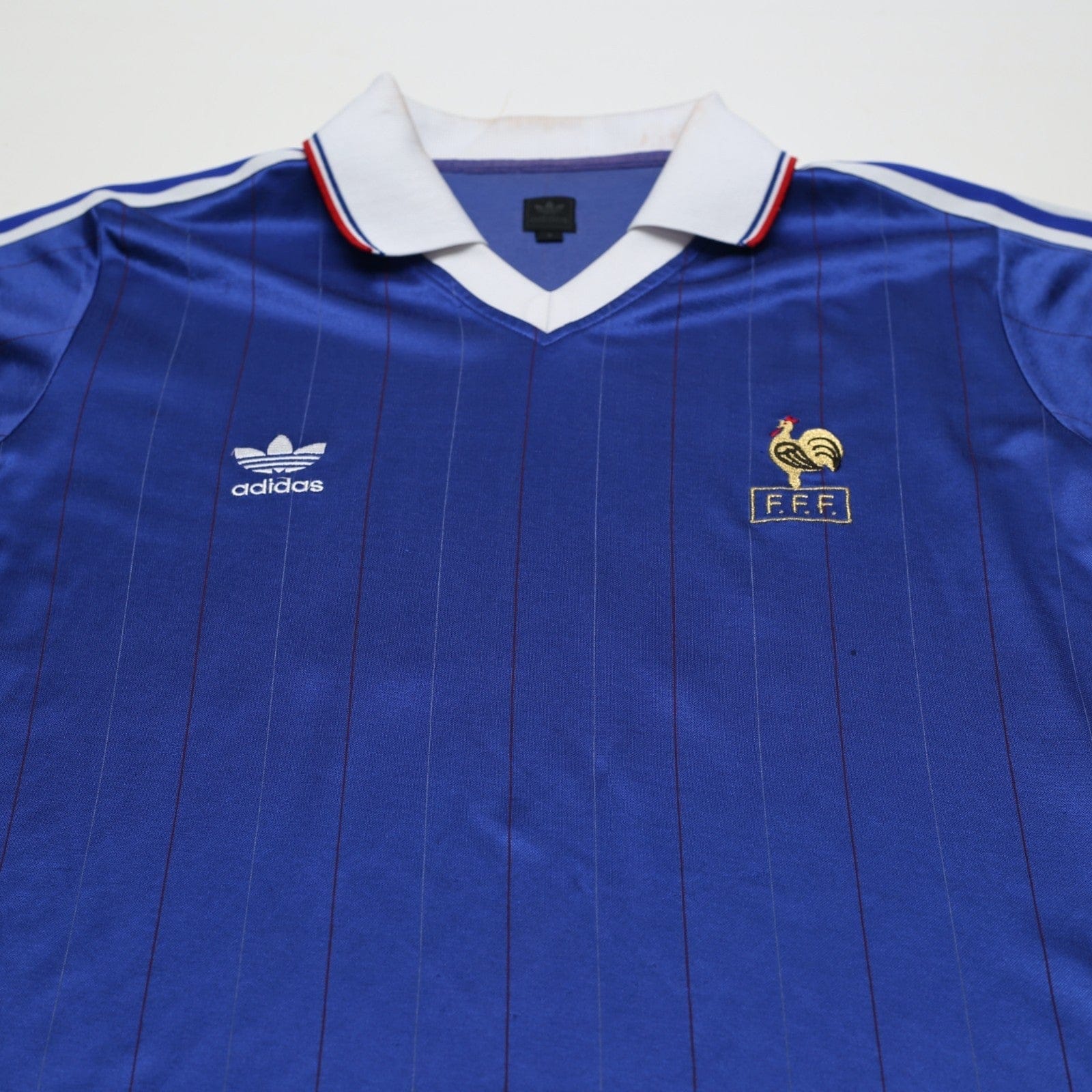 1982 Platini #10 France Retro adidas Originals Home Football Shirt (M/L)