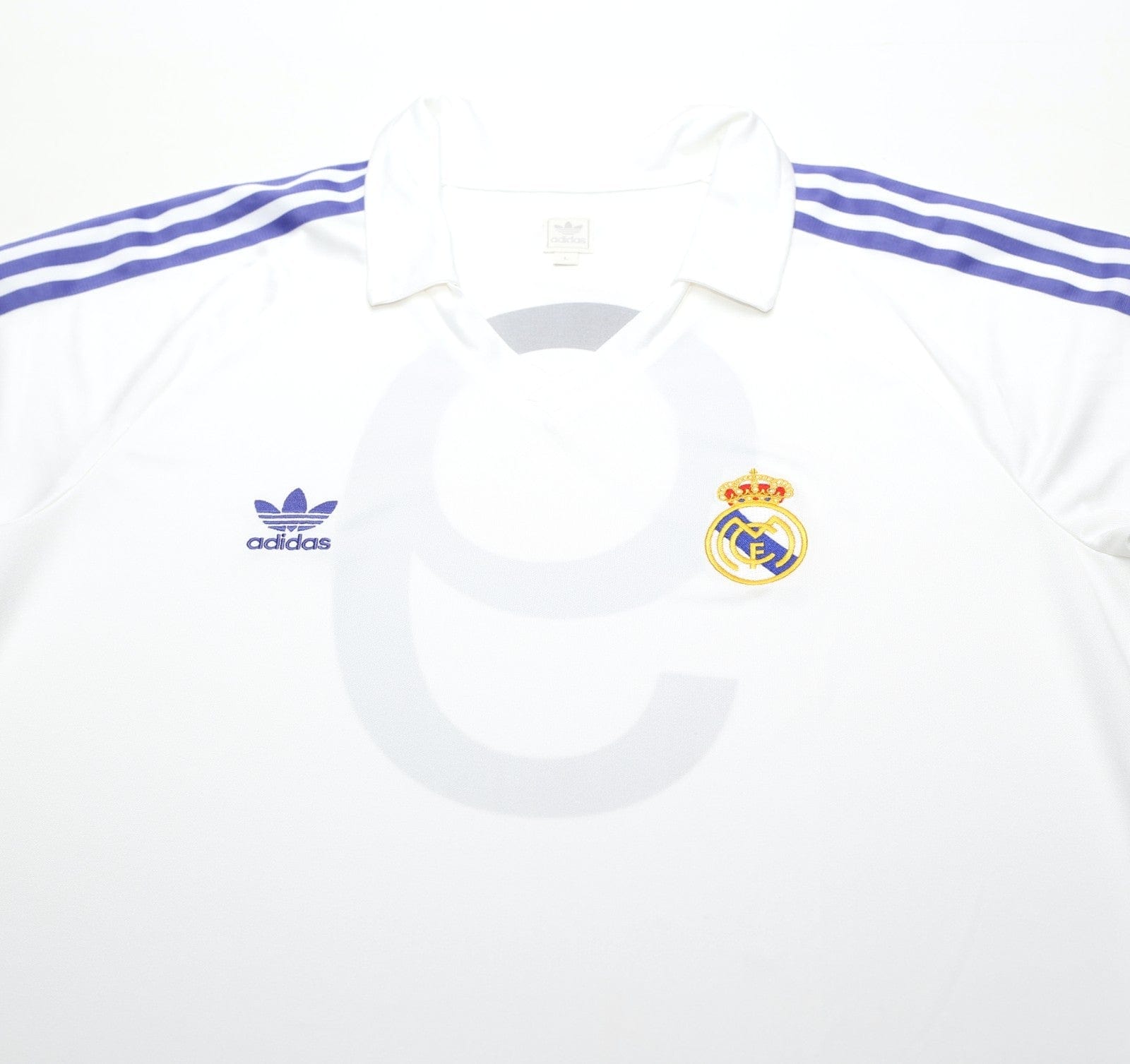 1985/86 SANCHEZ #9 Real Madrid Retro adidas Originals Home Football Shirt (L)