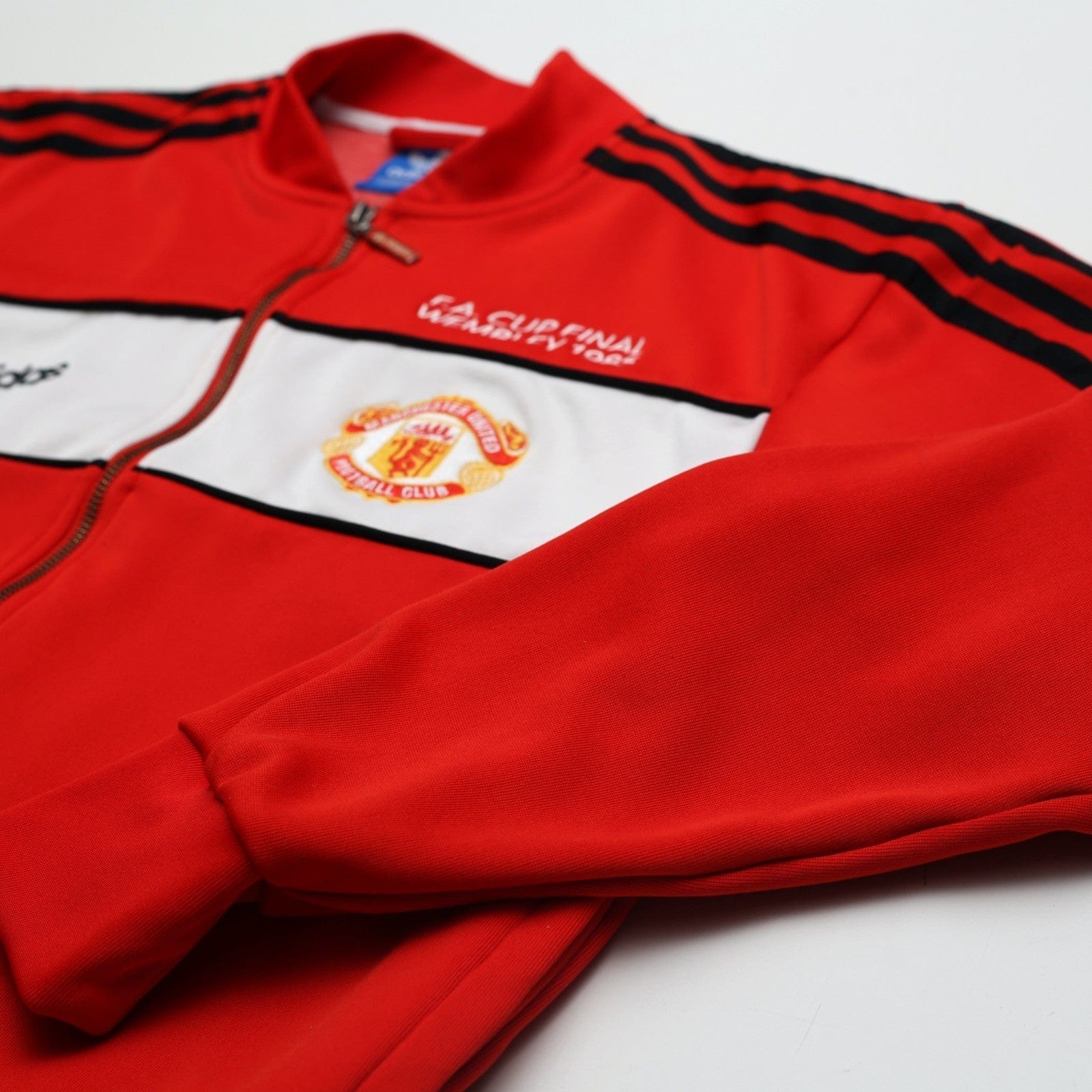 1985 Manchester United adidas Originals FA Cup Football Track Top Jacket (M)