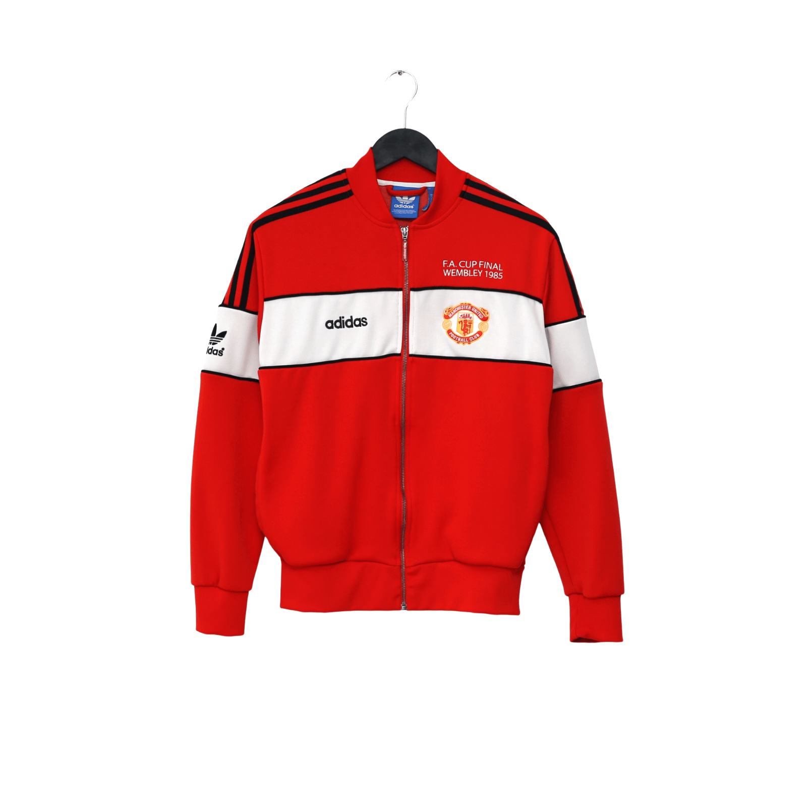 1985 Manchester United adidas Originals FA Cup Football Track Top Jacket (M)