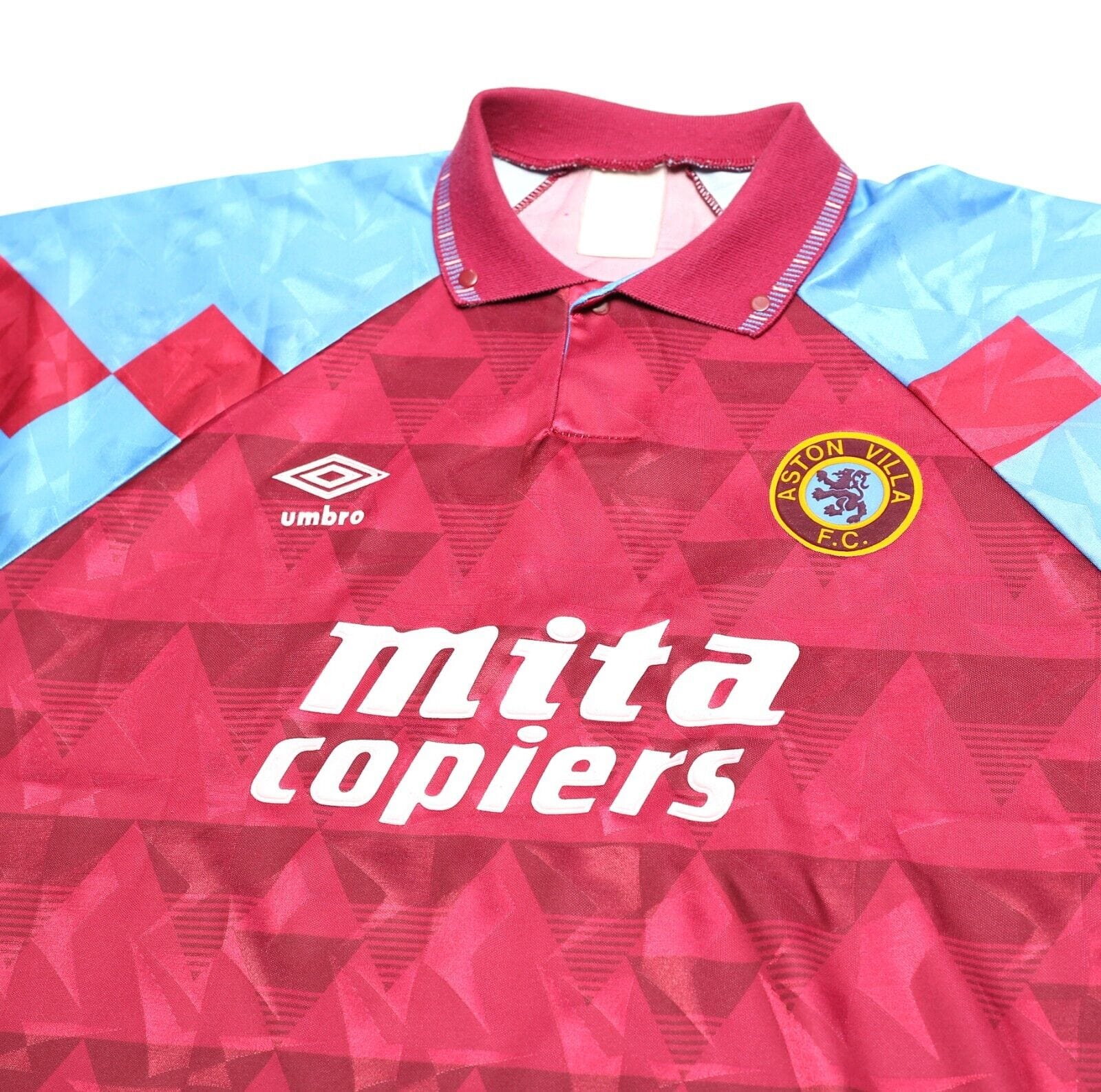 1990/92 ASTON VILLA Vintage Umbro Home Football Shirt (L) Platt, McGrath Era