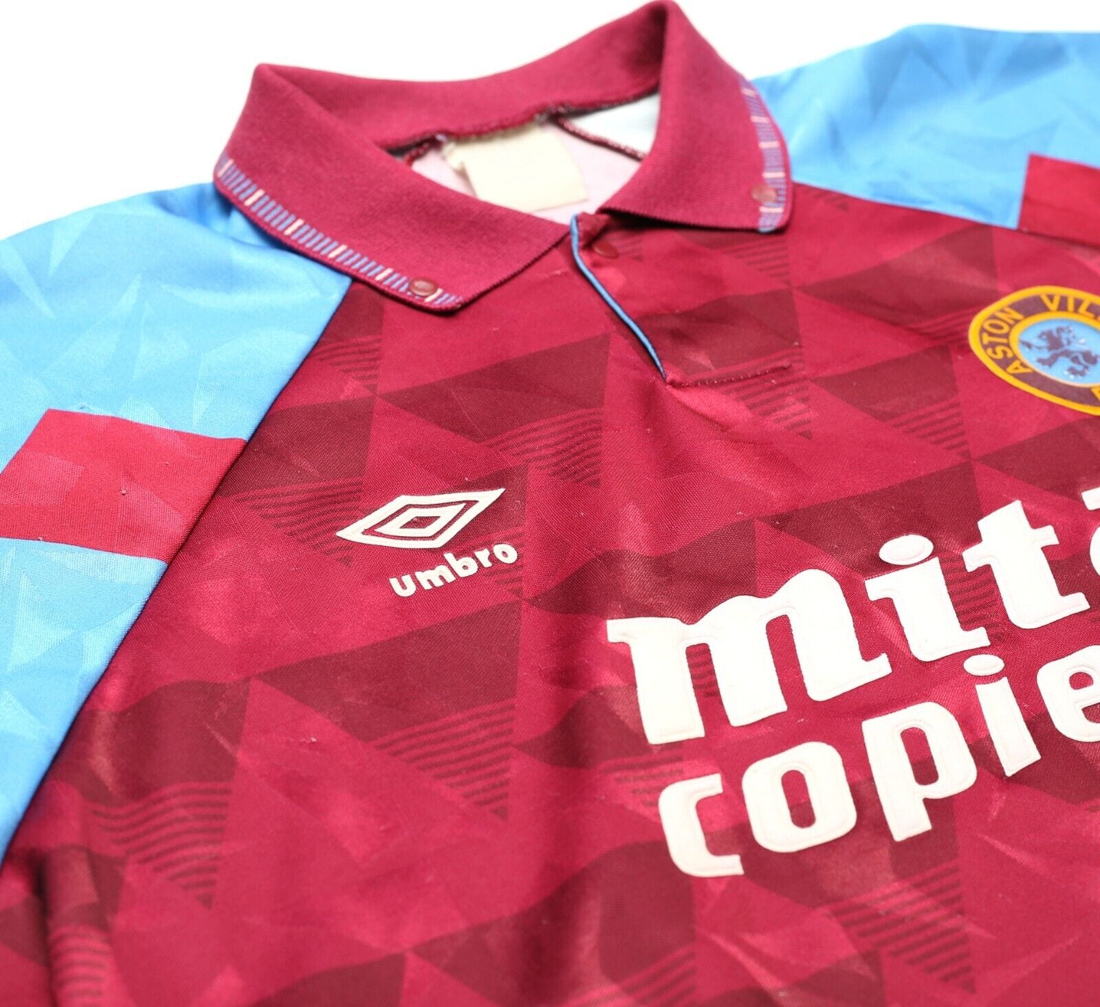 1990/92 ASTON VILLA Vintage Umbro Home Football Shirt (L) Platt, McGrath Era