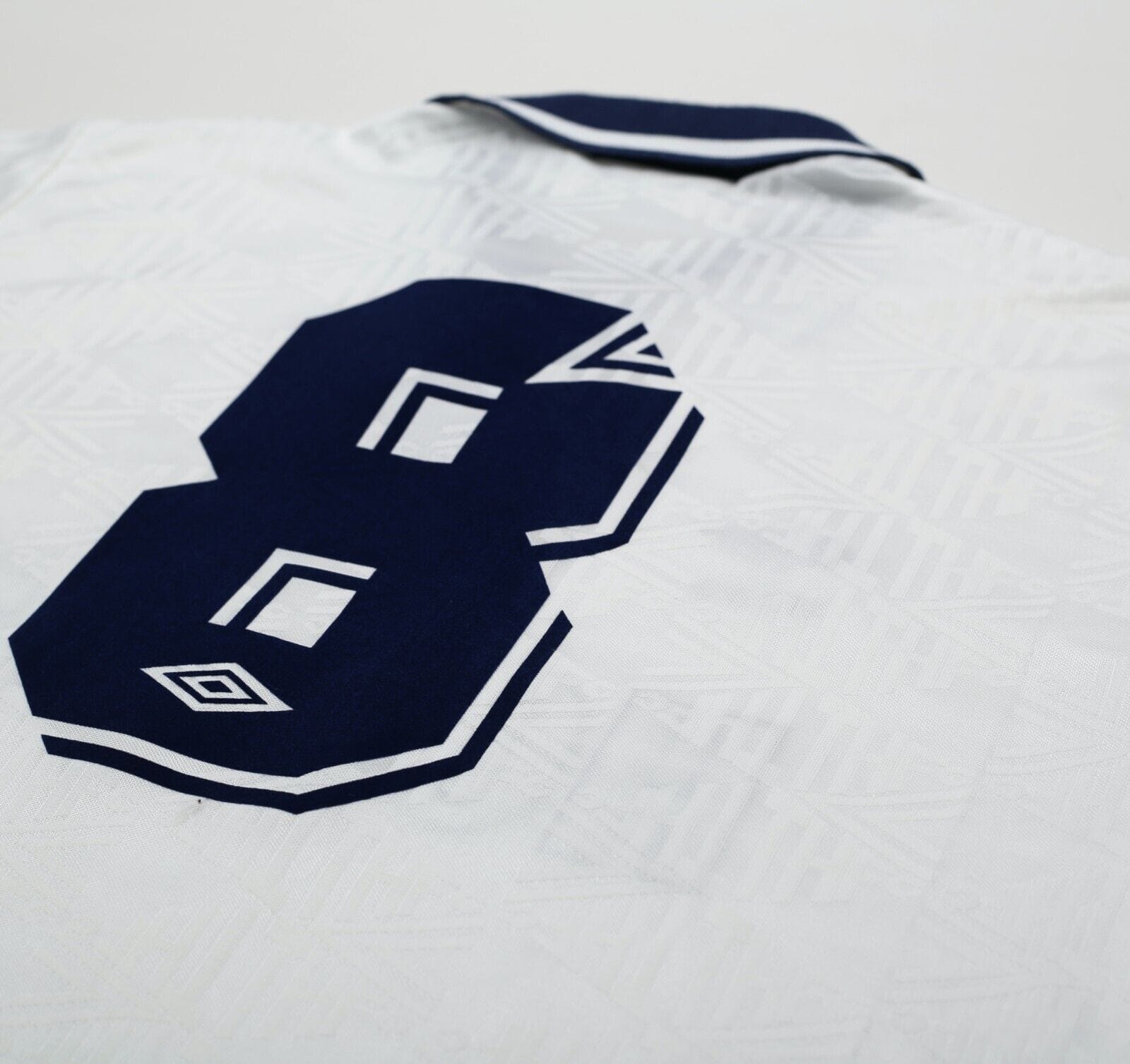 1991/92 GASCOIGNE #8 Tottenham Hotspur Vintage Umbro Home Football Shirt (L)