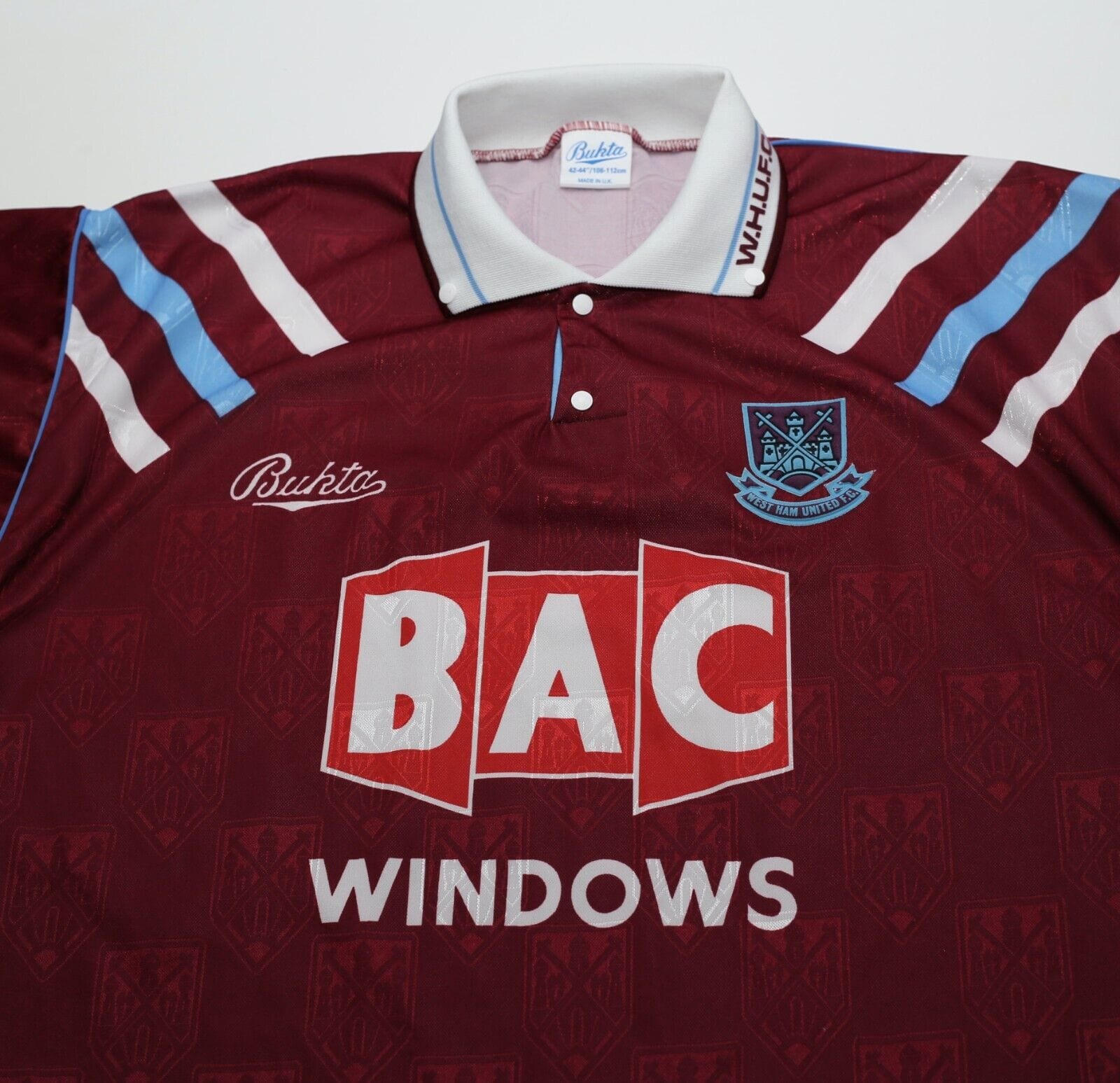 1991/92 WEST HAM UNITED Vintage Bukta Home Football Shirt (L) 42/44