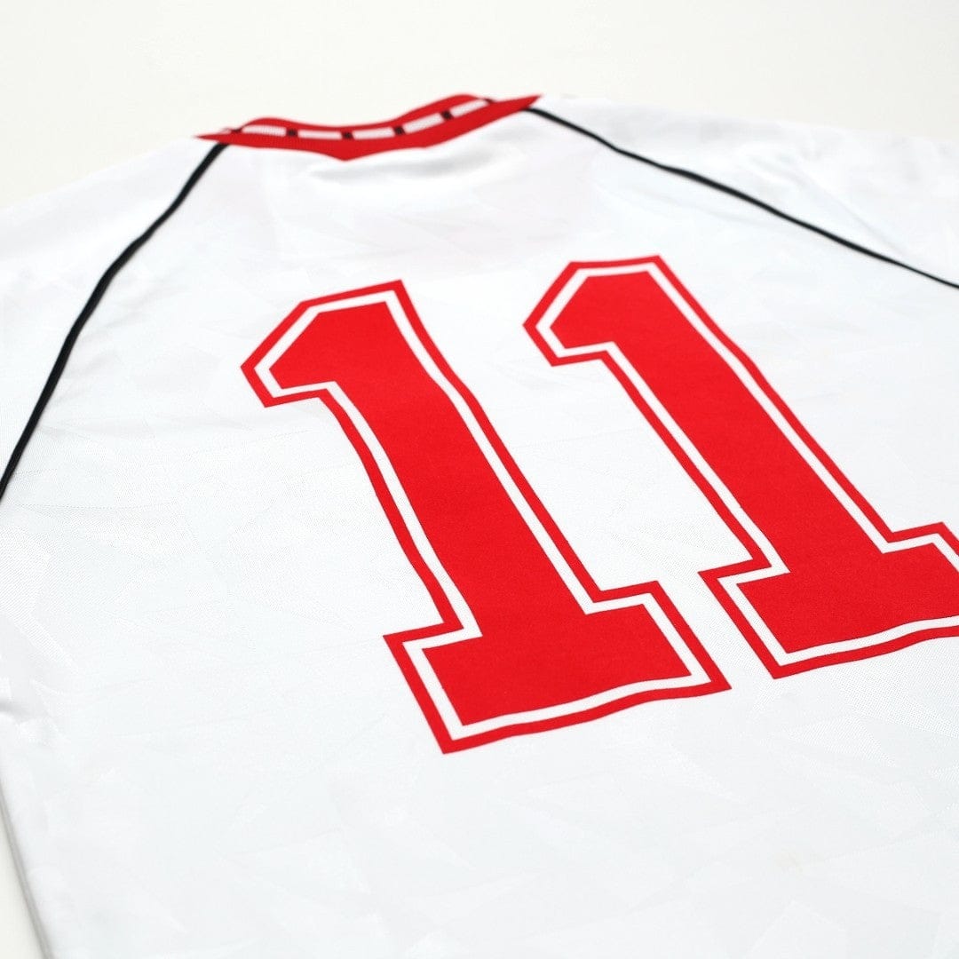 1991 Sharpe #11 Manchester United L/S adidas Cup Winners Cup Football Shirt (S)