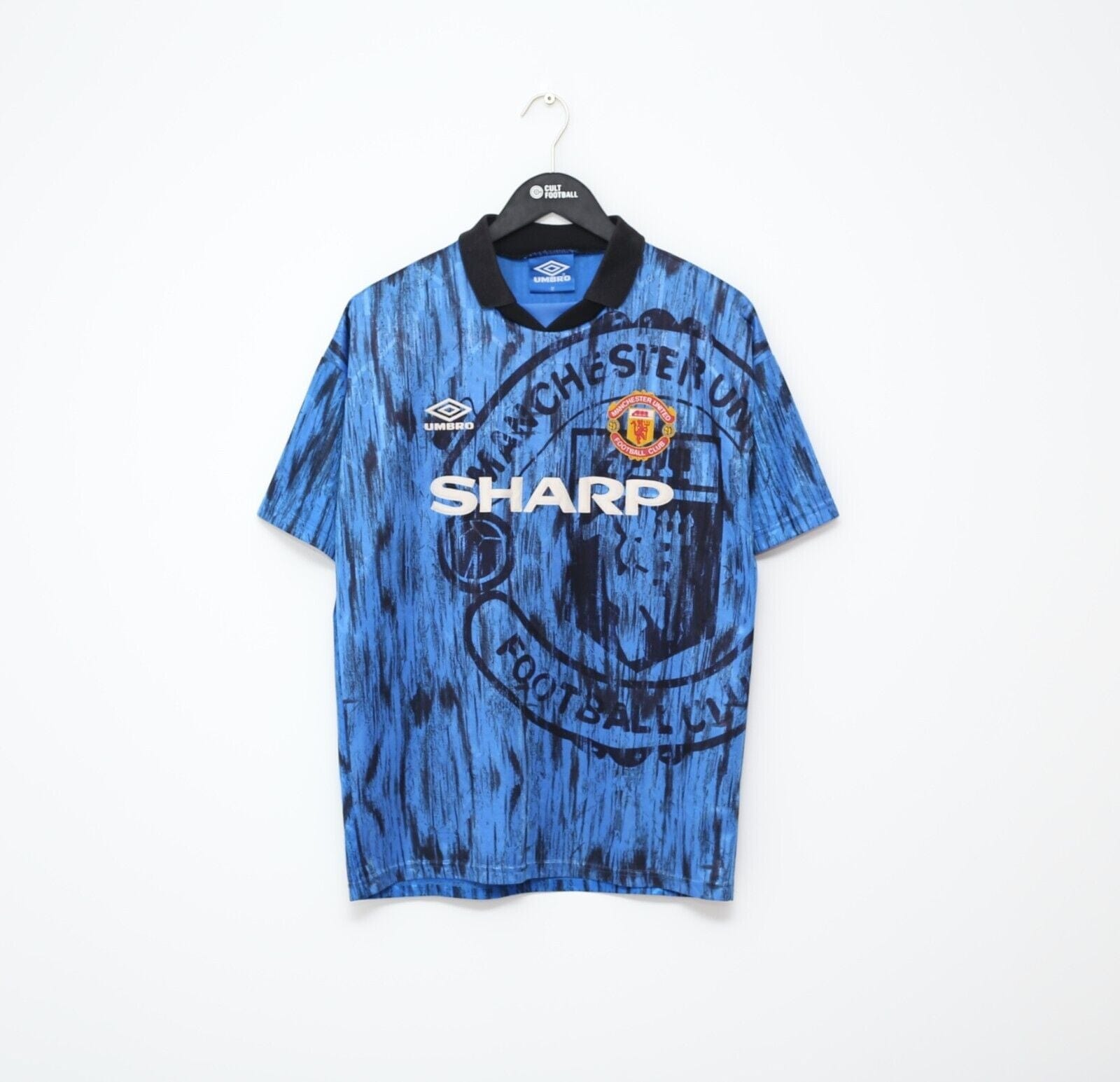 1992/93 CANTONA #7 Manchester United Vintage Umbro Away Football Shirt (M)