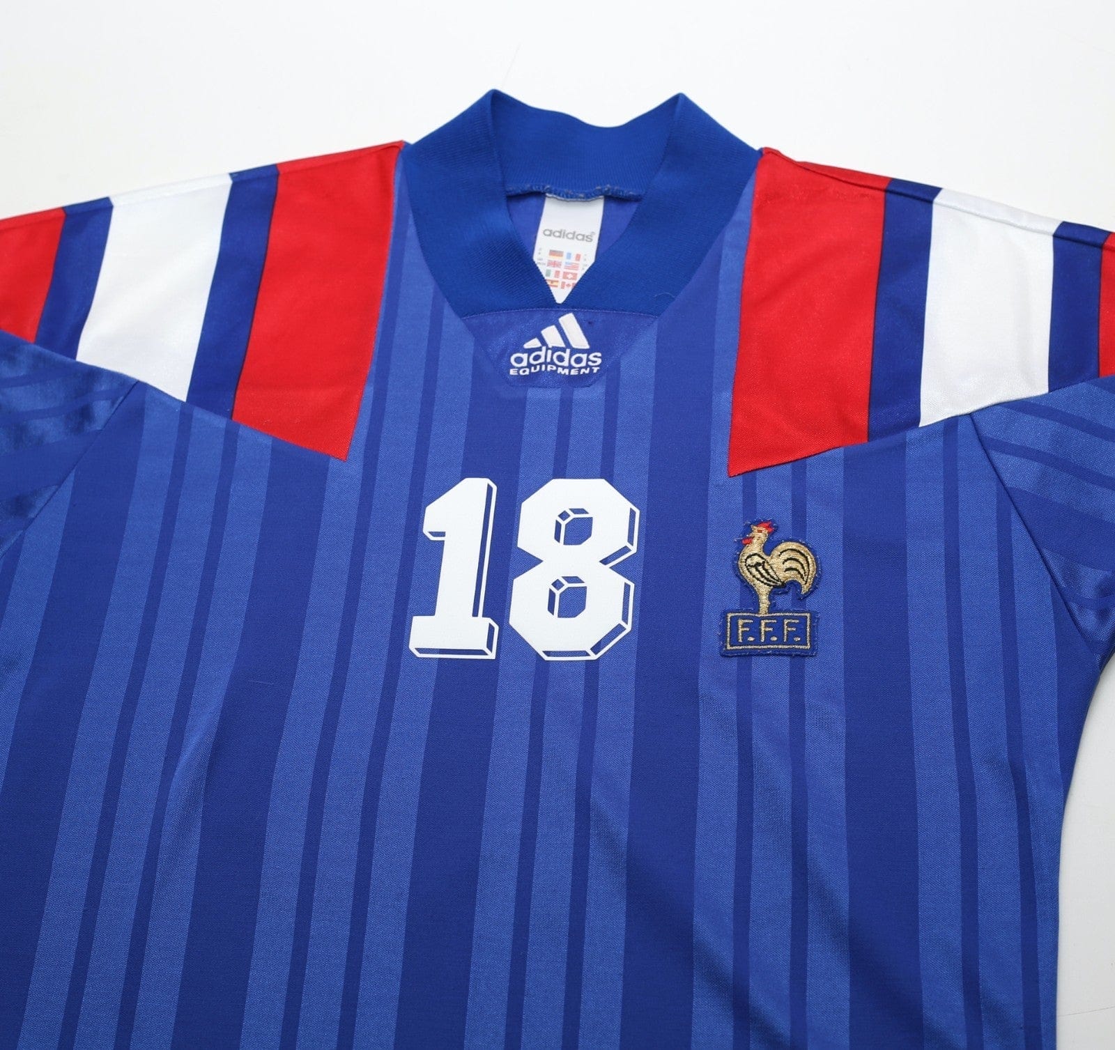 1992/94 CANTONA #18 France Vintage adidas Home Football Shirt (S/M) Euro 92