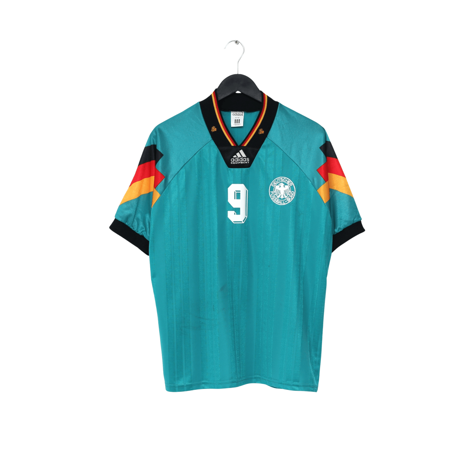 1992/94 Voller #9 Germany Vintage adidas Away Football Shirt (L) EURO 92