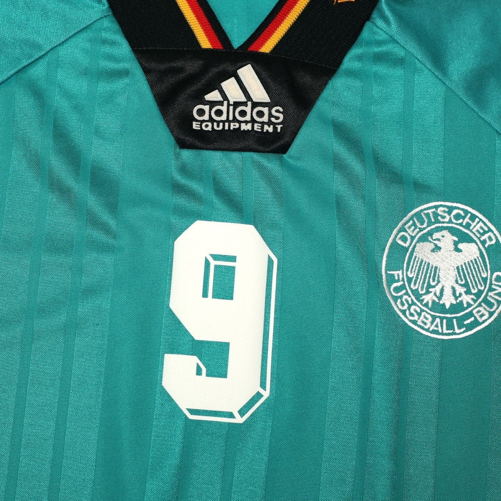 1992/94 Voller #9 Germany Vintage adidas Away Football Shirt (L) EURO 92