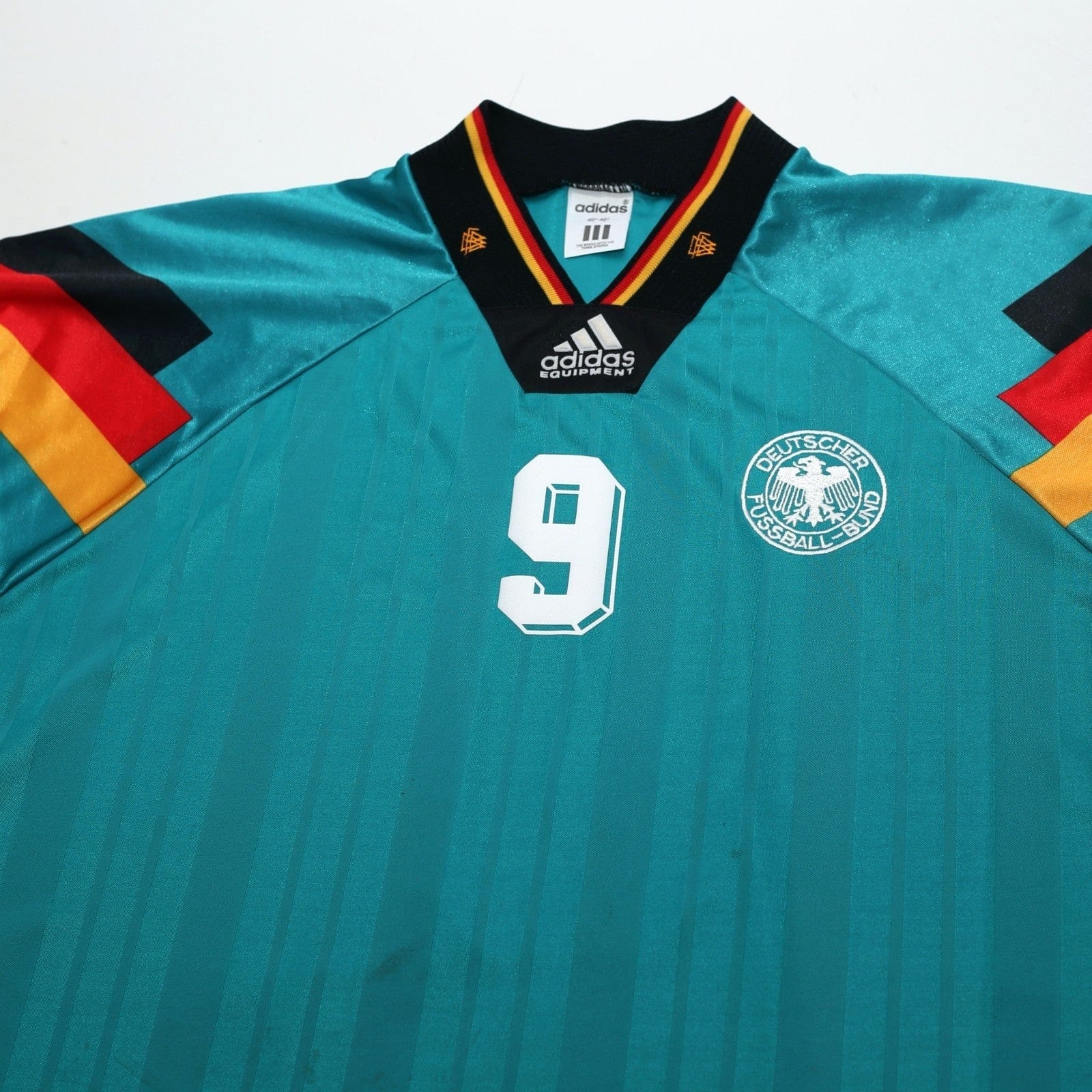 1992/94 Voller #9 Germany Vintage adidas Away Football Shirt (L) EURO 92