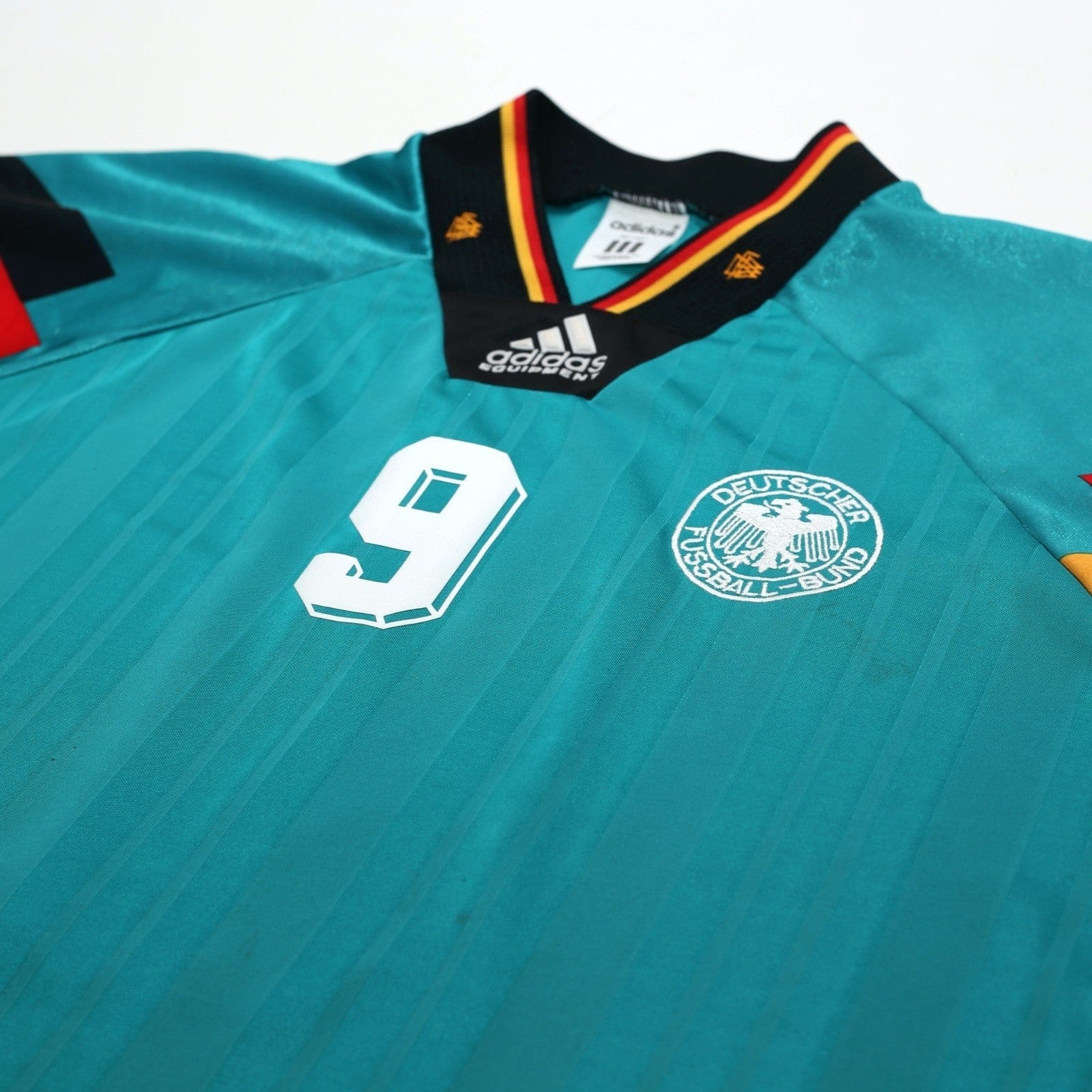 1992/94 Voller #9 Germany Vintage adidas Away Football Shirt (L) EURO 92