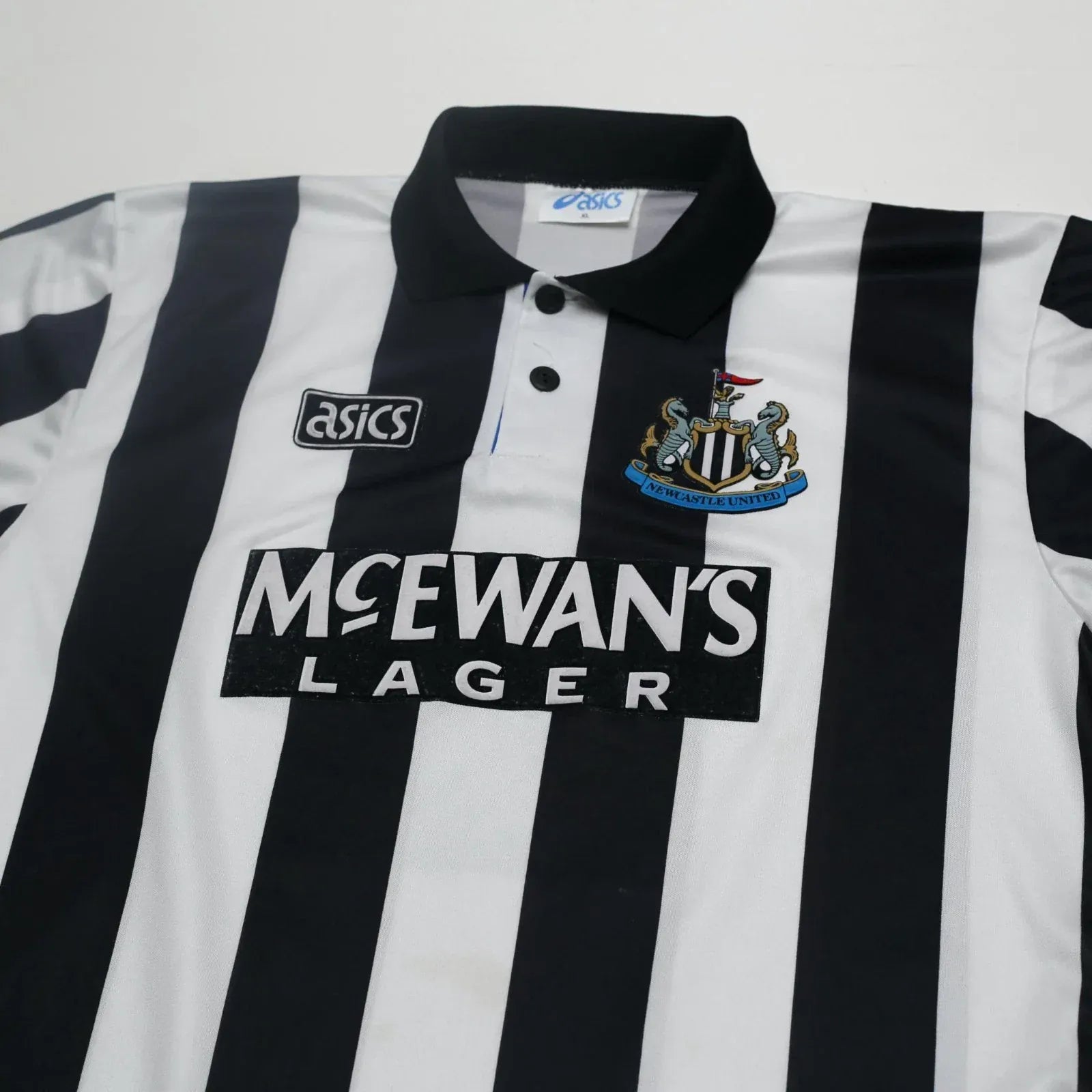 1993/95 Cole #9 Newcastle United Vintage Asics Home Football Shirt (XL)