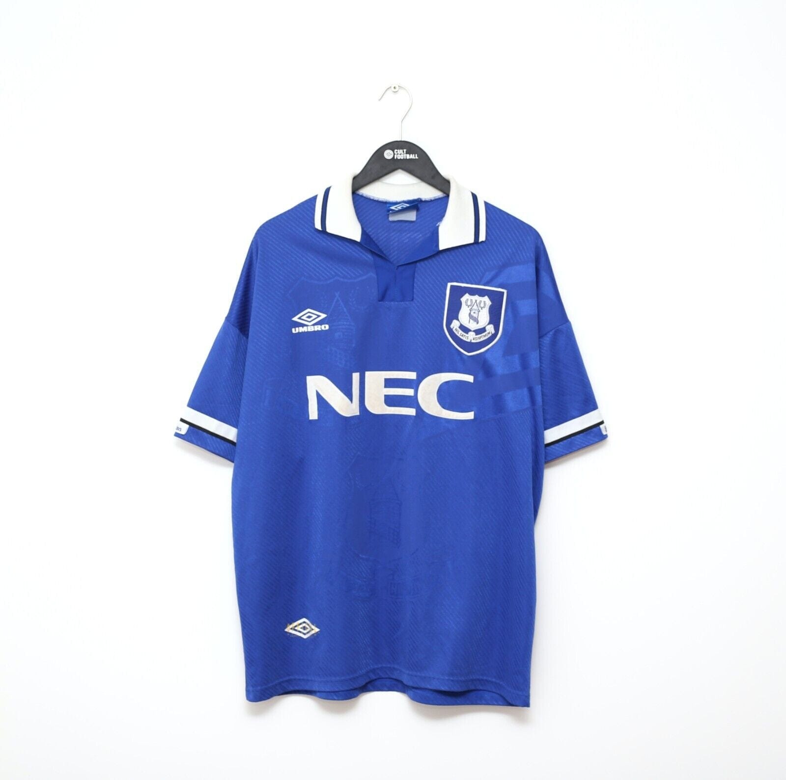 1993/95 FERGUSON #9 Everton Vintage Umbro HOME Football Shirt (XL)