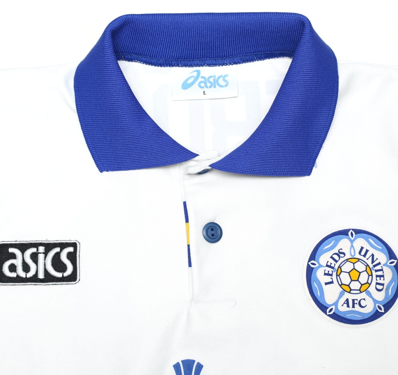 1993/95 YEBOAH #21 Leeds United Vintage ASICS Home Football Shirt (L)