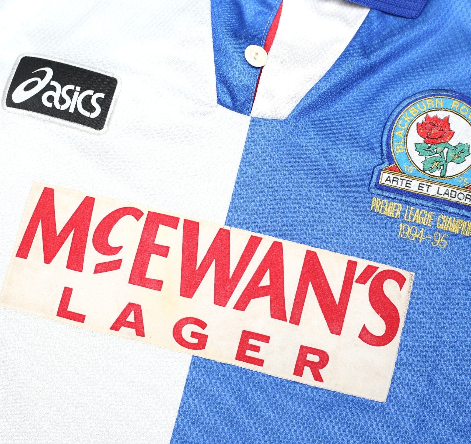 1994/96 BLACKBURN ROVERS Vintage Asics Home Football Shirt (M) League Champions