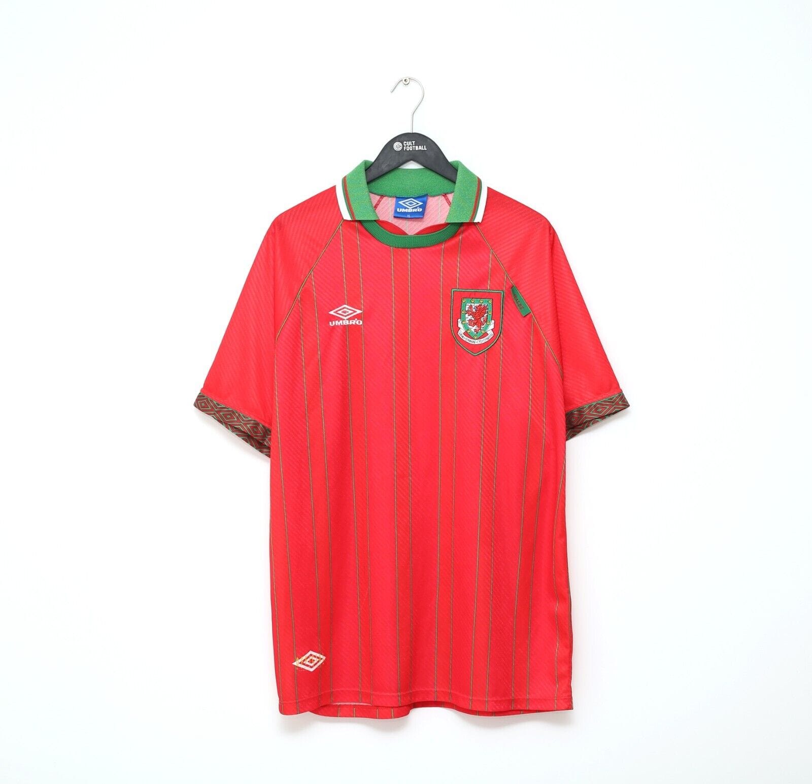 1994/96 RUSH #9 Wales Vintage Umbro Home Football Shirt Jersey (L/XL)