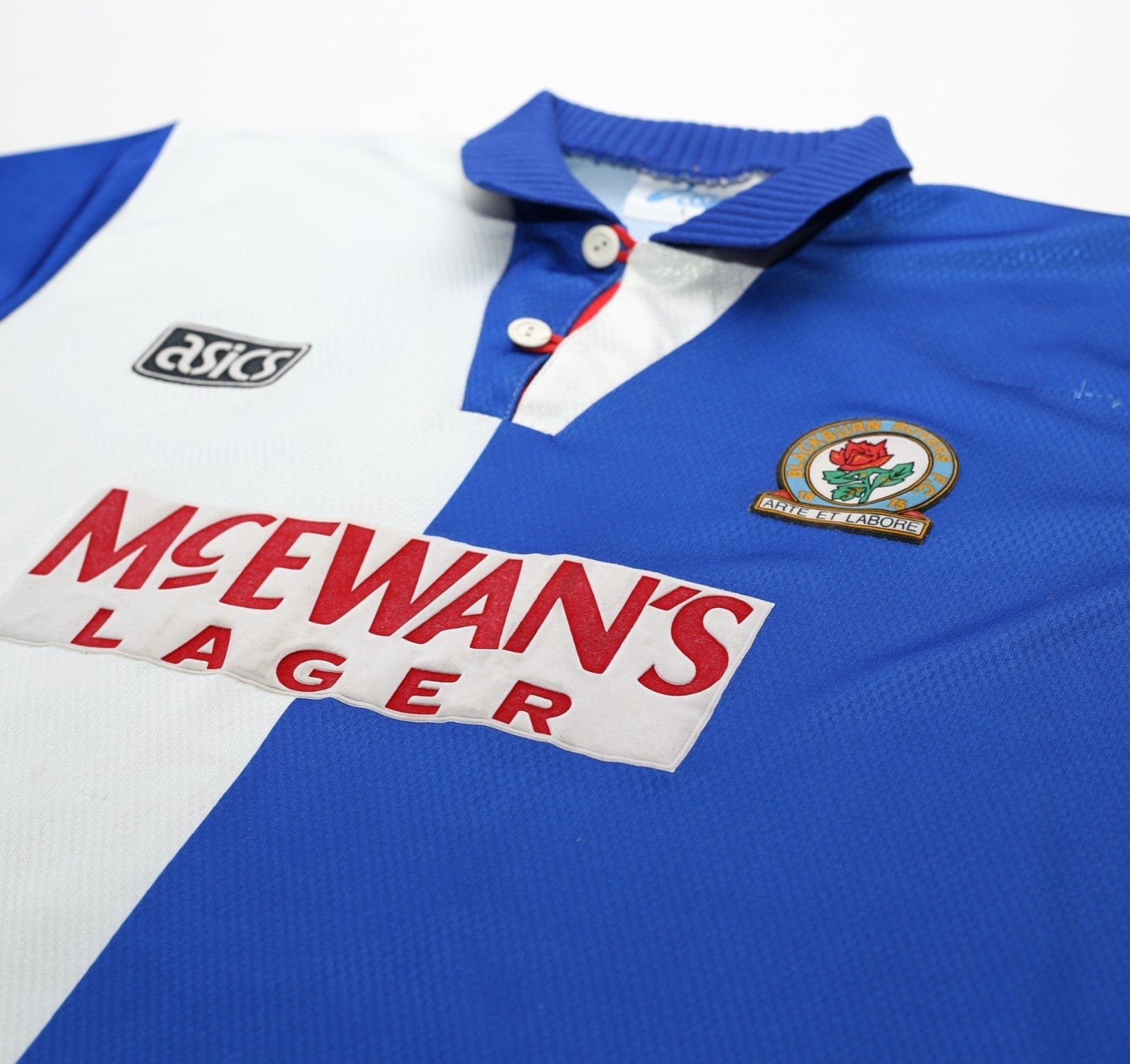 1994/96 SHEARER #9 Blackburn Rovers Vintage Asics Home Football Shirt (L)