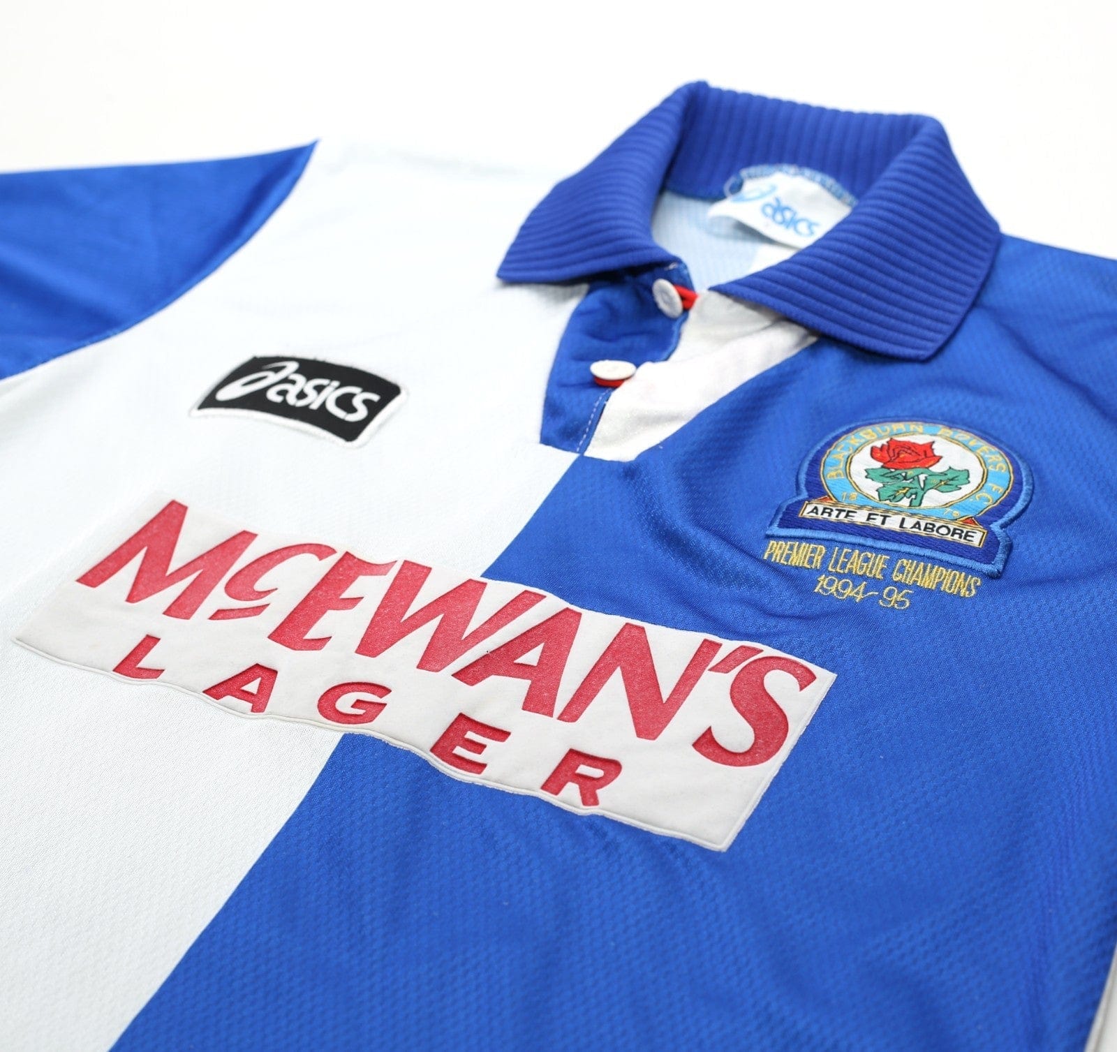 1994/96 SHEARER #9 Blackburn Rovers Vintage Asics Home Football Shirt (S)