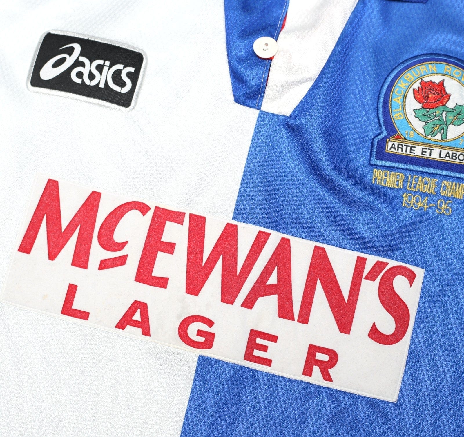 1994/96 SHEARER #9 Blackburn Rovers Vintage Asics Home Football Shirt (S)