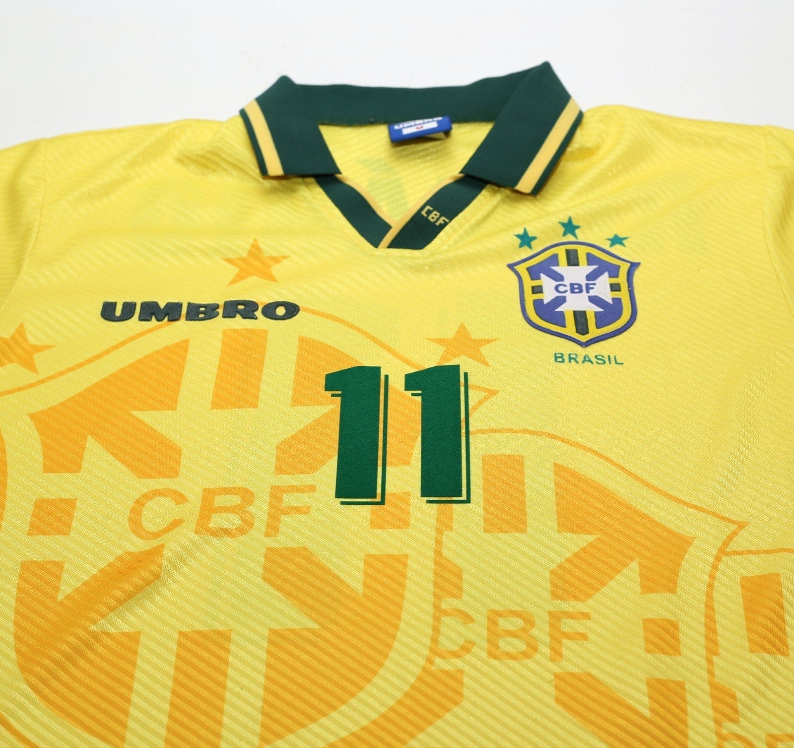 1994/97 ROMARIO #11 Brazil Vintage Umbro Home Football Shirt (M) 3 Star 94 WC