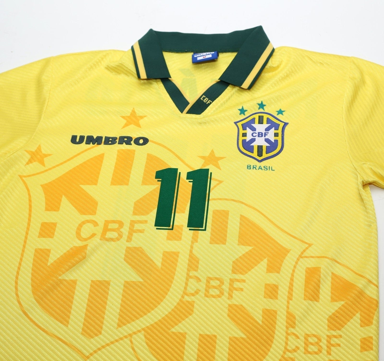 1994/97 ROMARIO #11 Brazil Vintage Umbro Home Football Shirt (M) 3 Star 94 WC