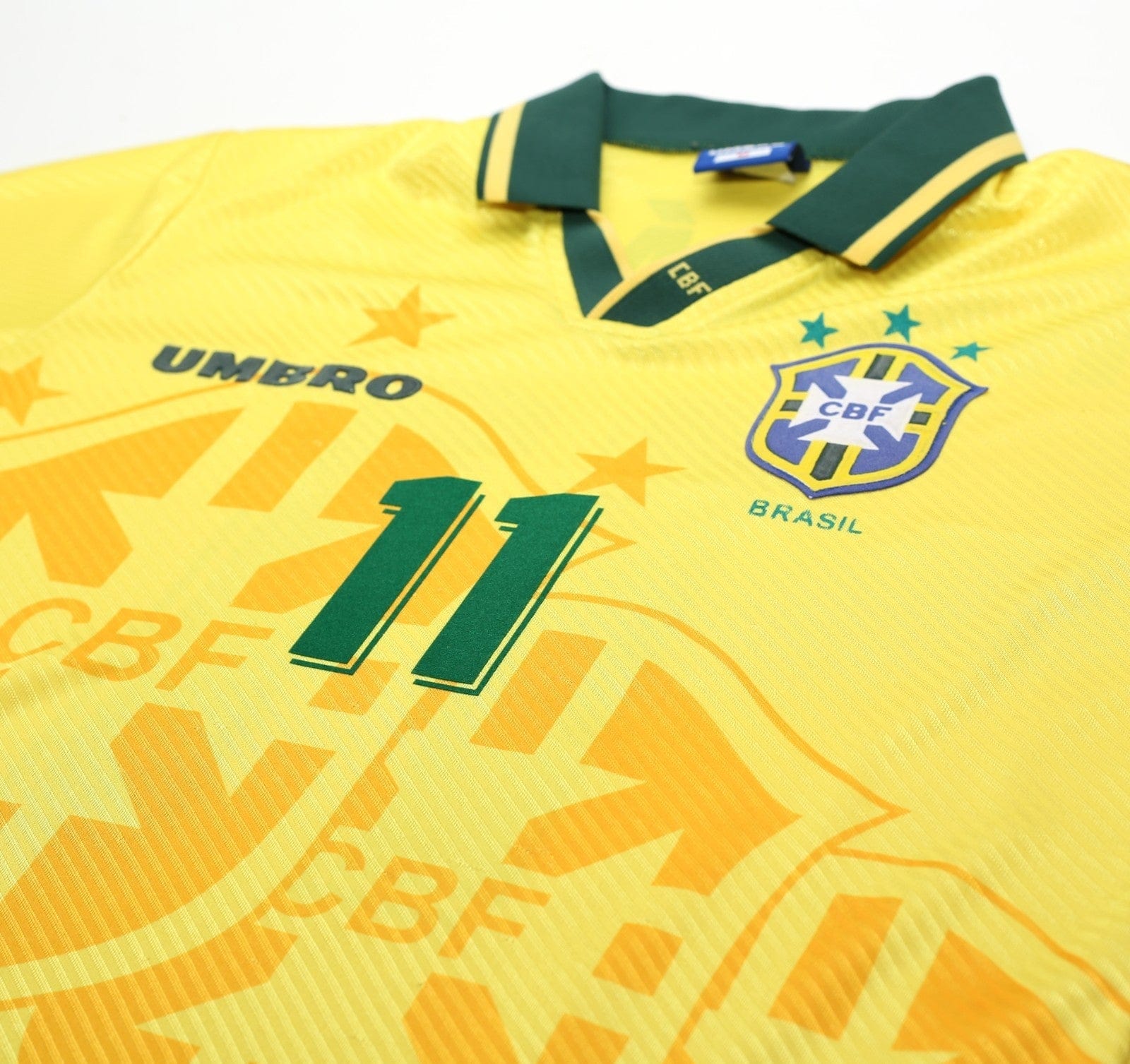 1994/97 ROMARIO #11 Brazil Vintage Umbro Home Football Shirt (M) 3 Star 94 WC