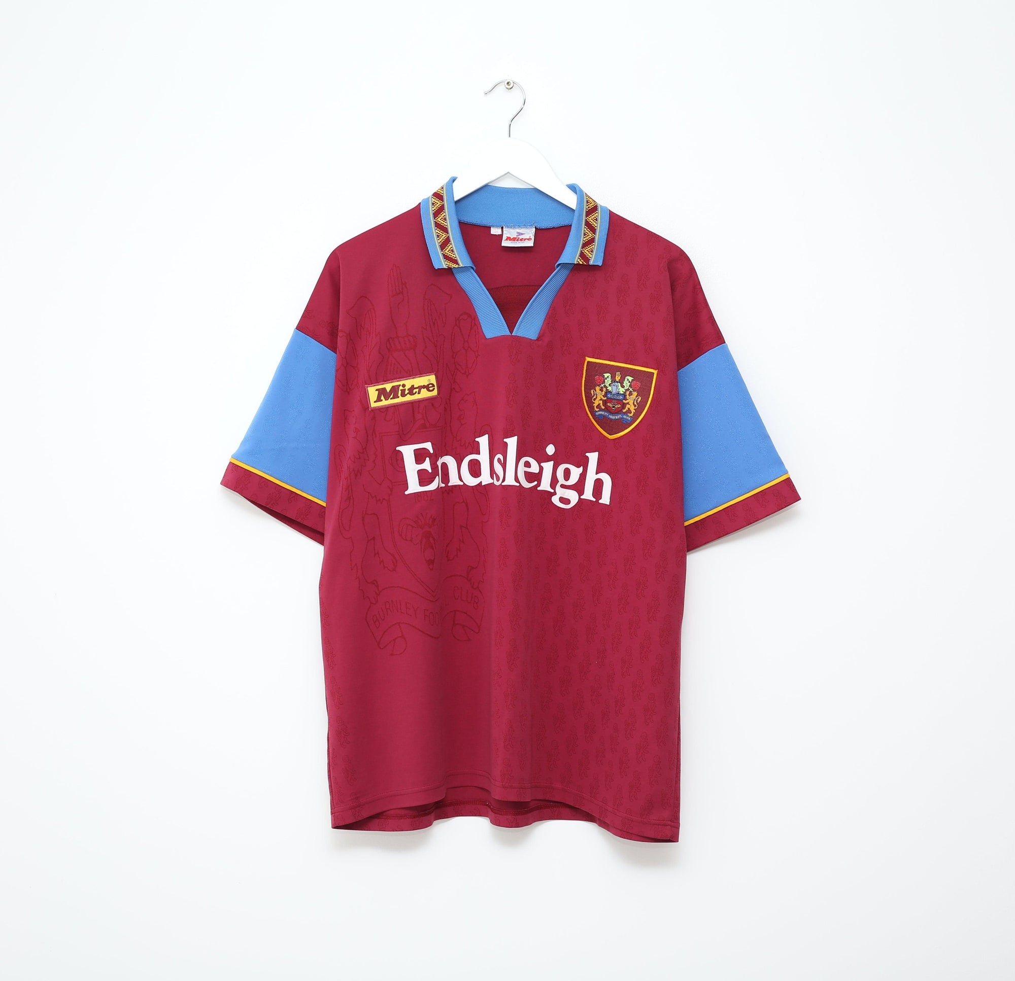 1995/96 BURNLEY FC Vintage Mitre Home Football Shirt Jersey (XL)