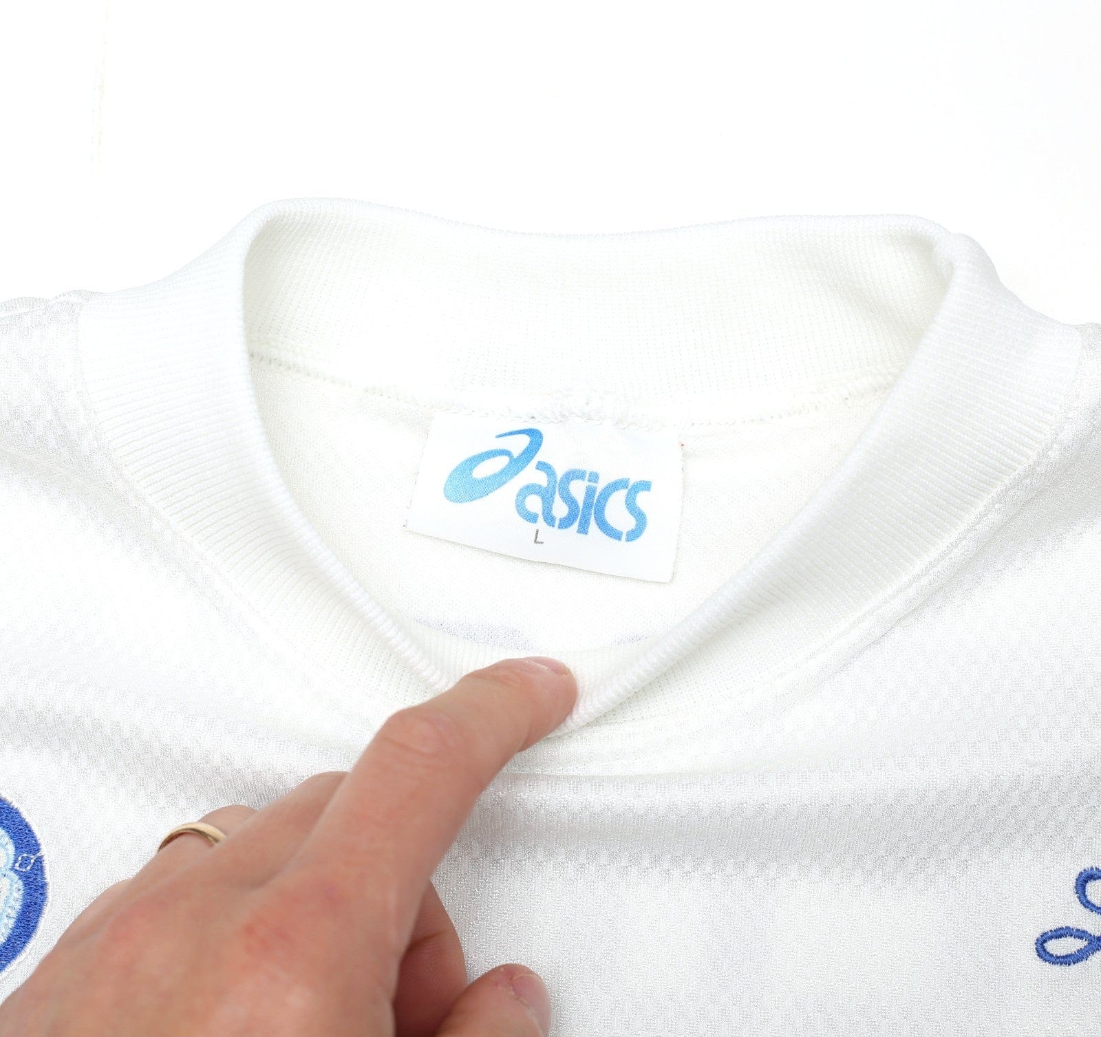 1995/96 YEBOAH #21 Leeds United Vintage ASICS Home Football Shirt (L)