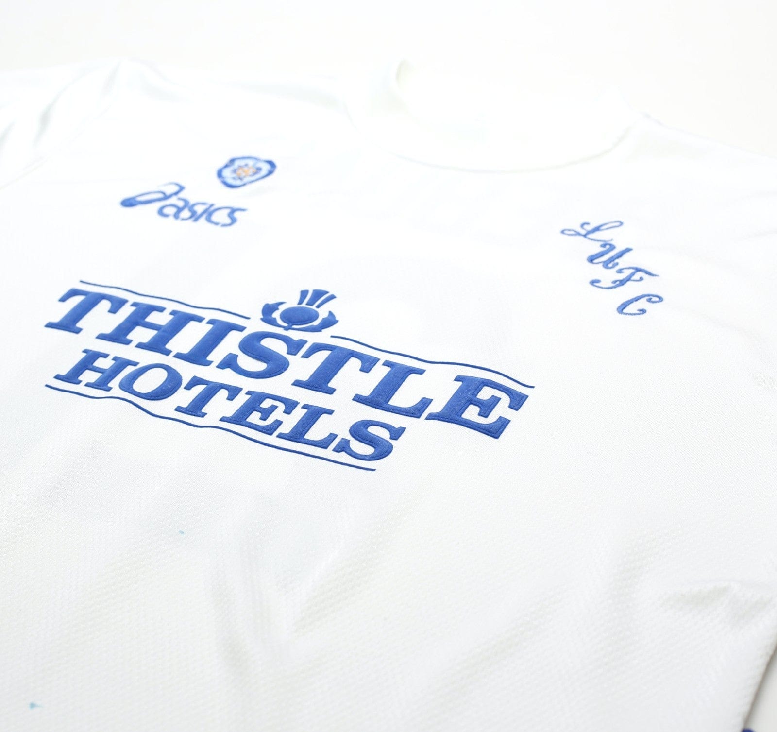 1995/96 YEBOAH #21 Leeds United Vintage ASICS Home Football Shirt (L)