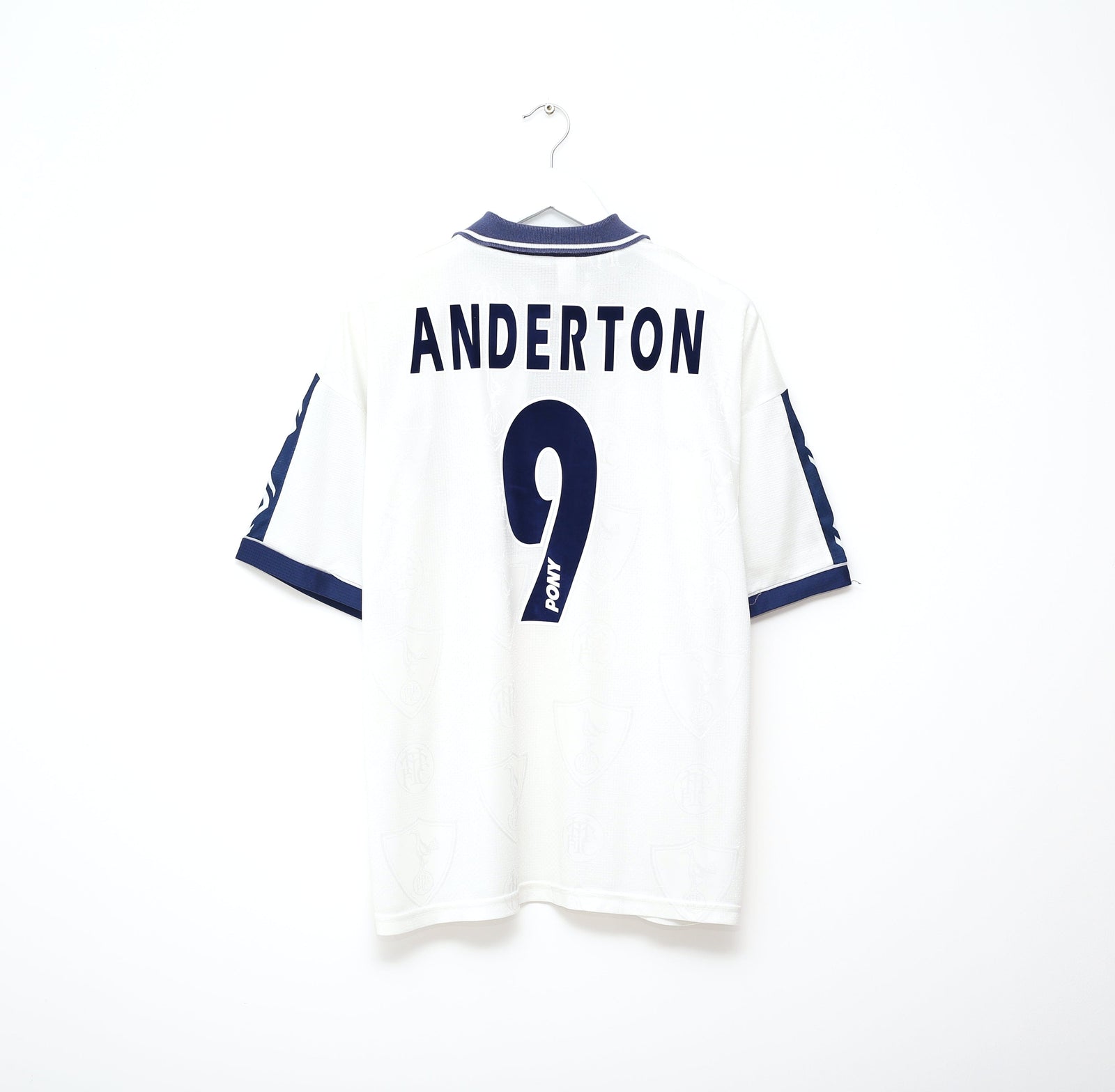 1995/97 ANDERTON #9 Tottenham Hotspur Vintage PONY Home Football Shirt (XL)