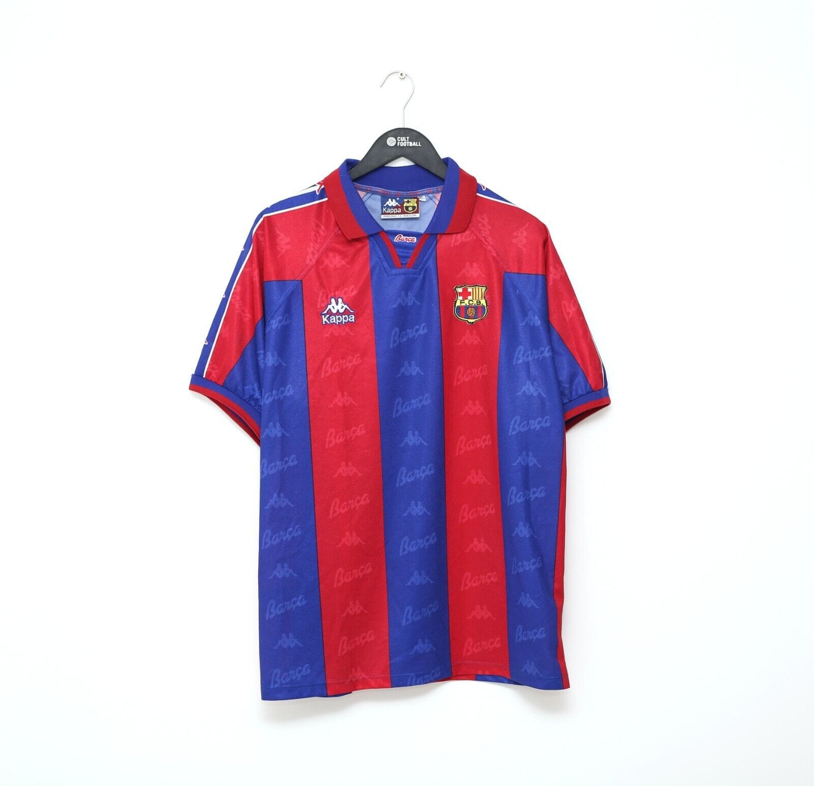 1995/97 Barcelona Vintage Kappa Home Football Shirt Jersey (XL) Ronaldo Era