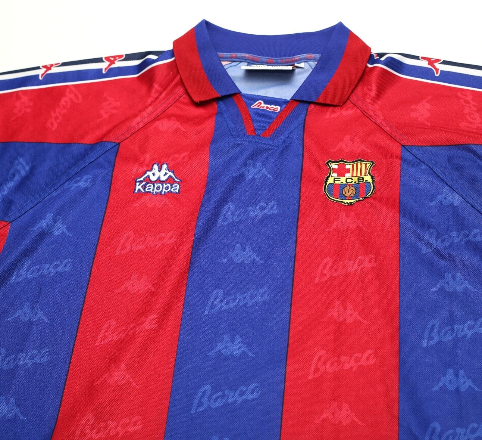 1995/97 Barcelona Vintage Kappa Home Football Shirt Jersey (XL) Ronaldo Era