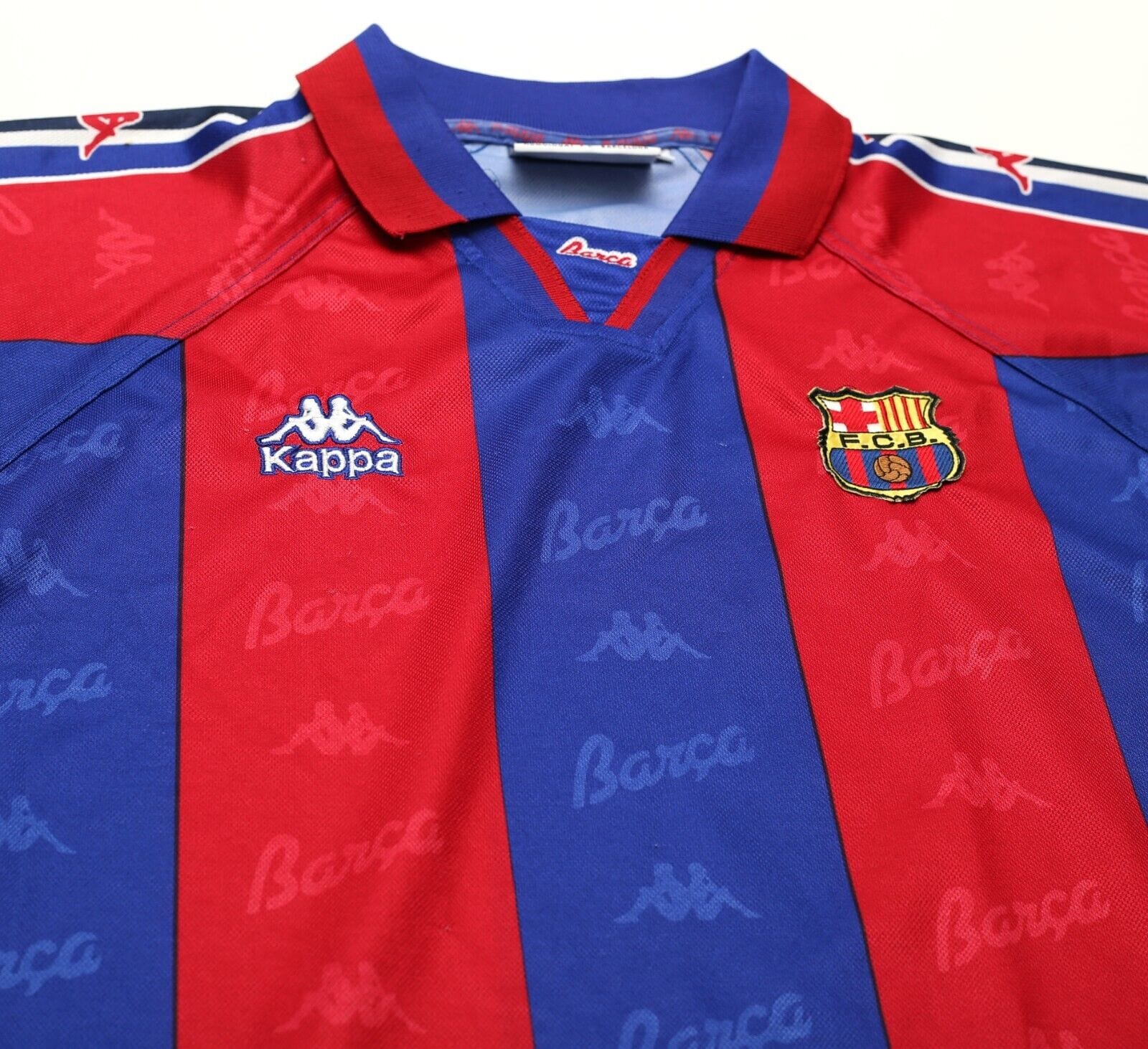1995/97 Barcelona Vintage Kappa Home Football Shirt Jersey (XL) Ronaldo Era