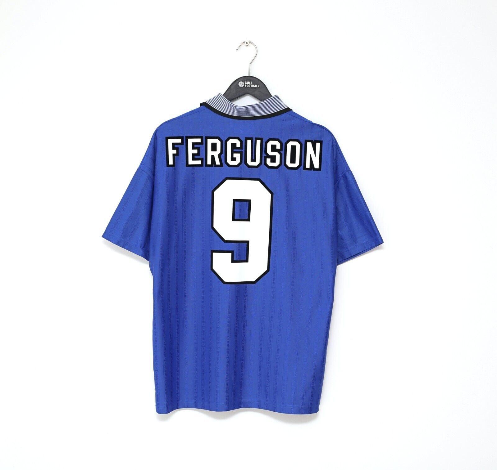 1995/97 FERGUSON #9 Everton Vintage Umbro HOME Football Shirt (L)
