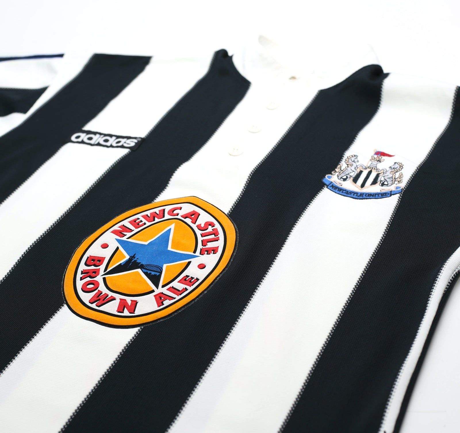 1995/97 GINOLA #14 Newcastle United Vintage adidas Home Football Shirt (S)