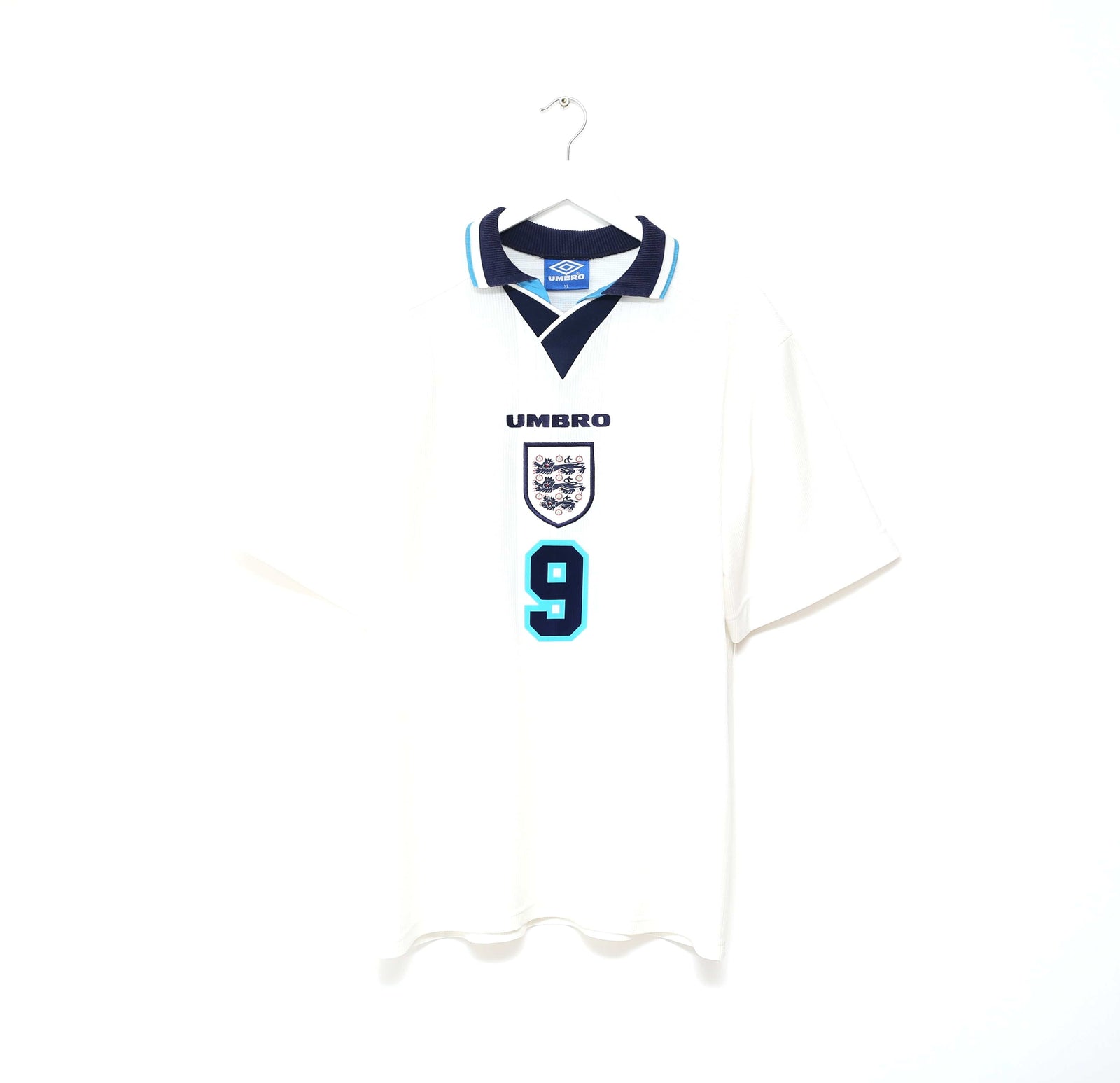 1995/97 SHEARER #9 England Vintage Umbro Home Football Shirt (XL) Euro 96