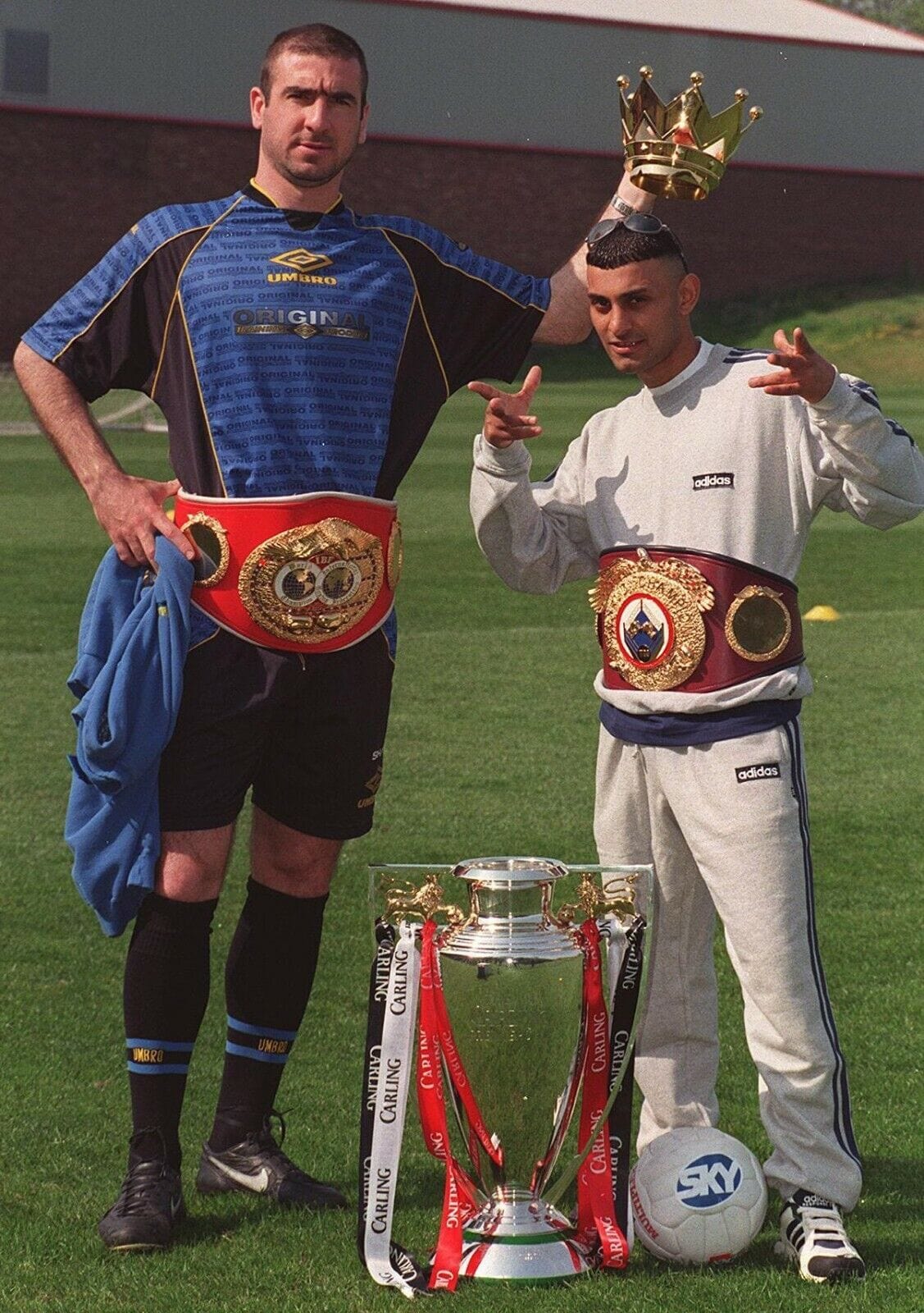 1996/97 CANTONA Vintage Umbro Training Football Shirt (L) MANCHESTER UNITED