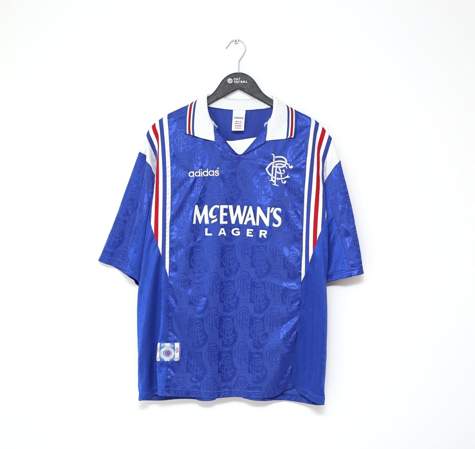 1996/97 GASCOIGNE #8 Rangers Vintage adidas Home Football Shirt Jersey (XXL)