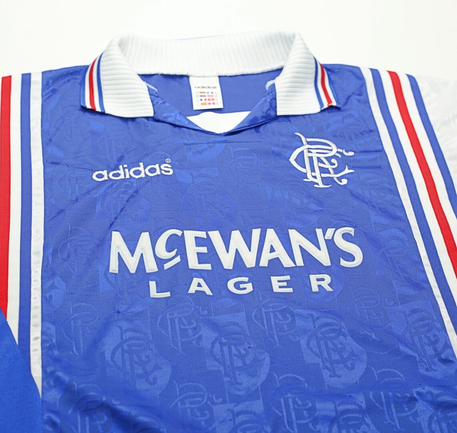 1996/97 GASCOIGNE #8 Rangers Vintage adidas Home Football Shirt Jersey (XXL)