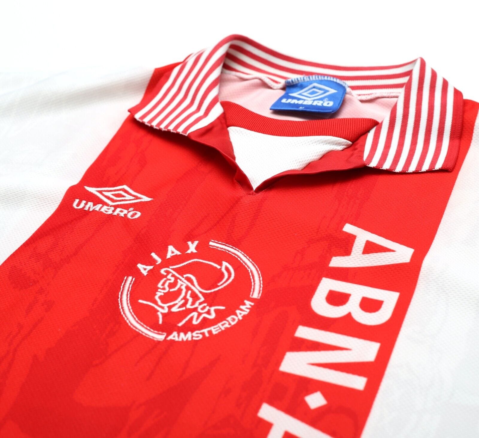1996/97 KLUIVERT #9 Ajax Vintage Umbro Home Football Shirt Jersey (M)