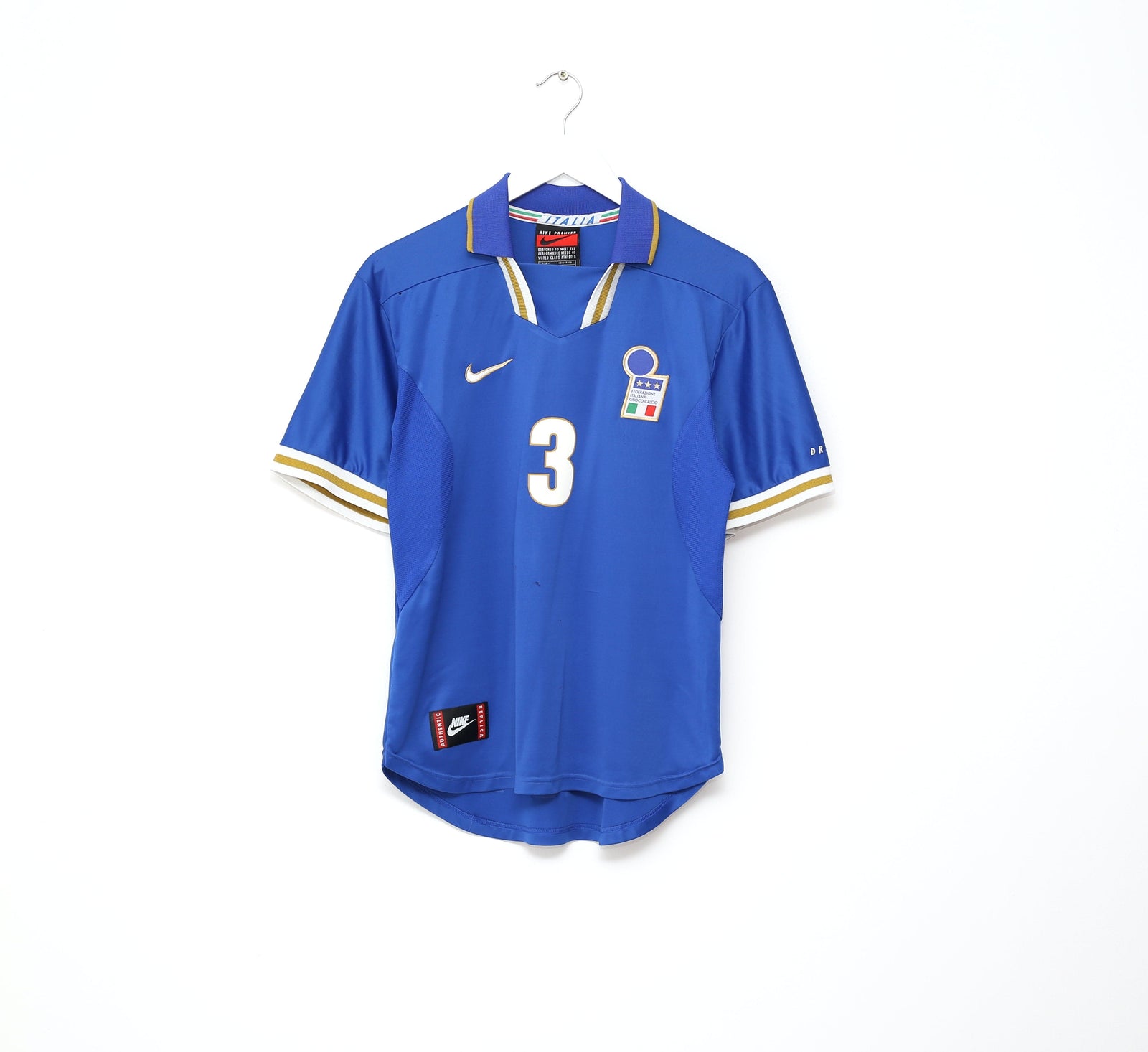 1996/97 MALDINI #3 Italy Vintage Nike Home Football Shirt (M) EURO 96