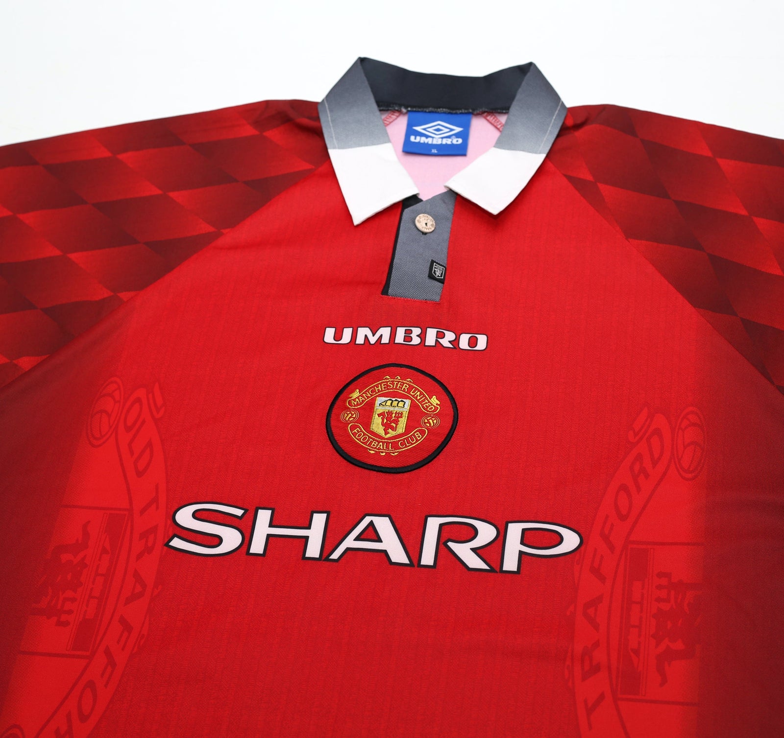 1996/98 CANTONA #7 Manchester United Vintage Umbro Home Football Shirt (XL)