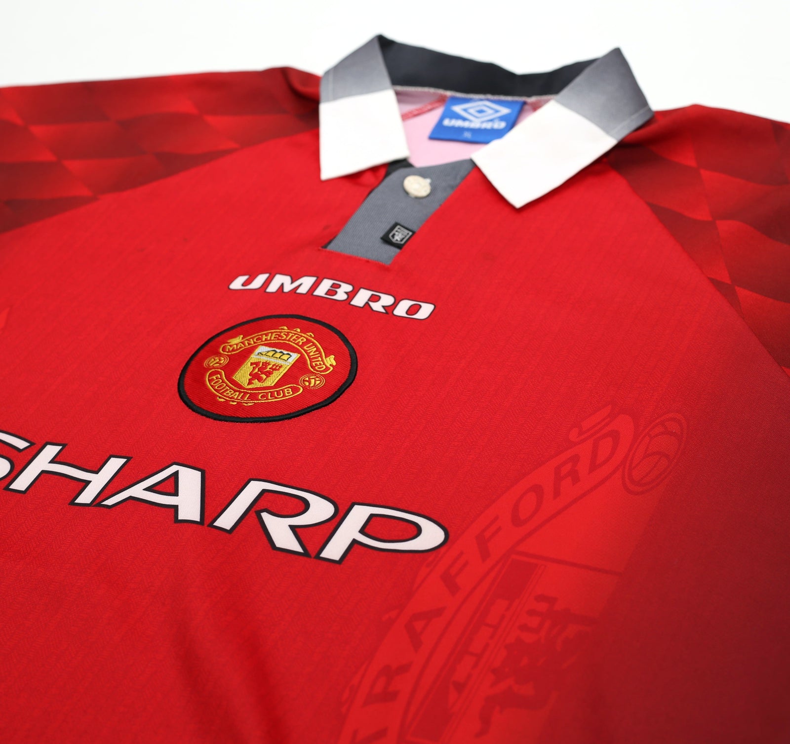 1996/98 Cantona #7 Manchester United Vintage Umbro Home Football Shirt (XL)